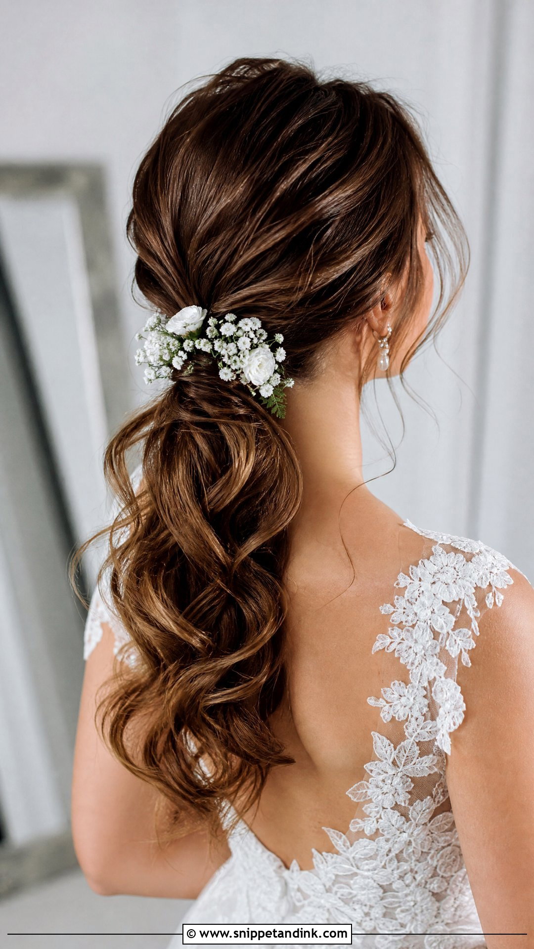 Ponytail Wedding Hair With Flowers - Snippet and Ink - 20 Power Ponytail Wedding Ideas