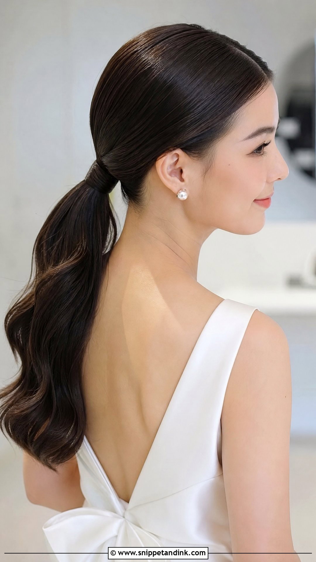 Ponytail Wedding Hair With Middle Part - Snippet and Ink - 20 Power Ponytail Wedding Ideas