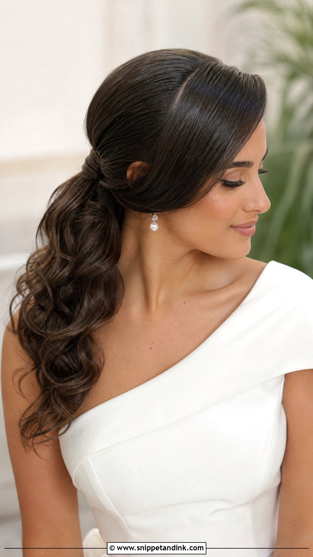 Ponytail Wedding Hair With Side Part - Snippet and Ink - 20 Power Ponytail Wedding Ideas