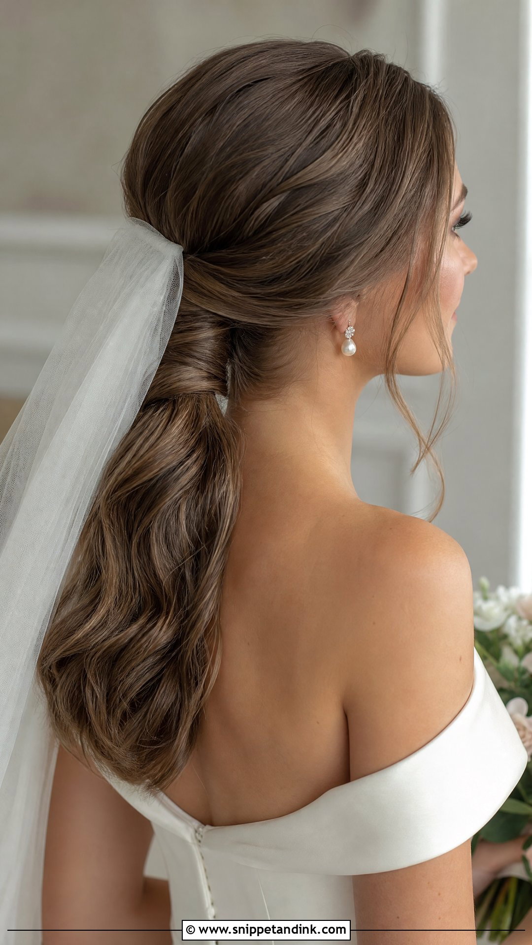 Ponytail Wedding Hair With Veil - Snippet and Ink - 20 Power Ponytail Wedding Ideas