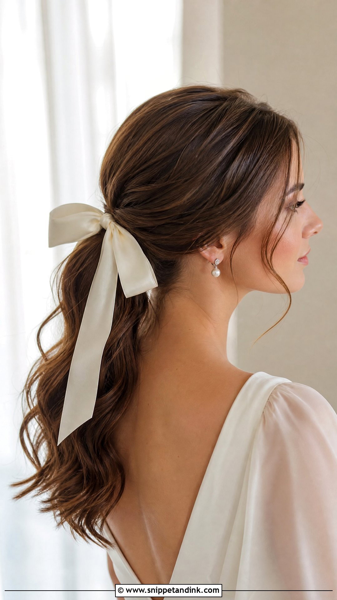 Ponytail Wedding Hairstyle With Bow - Snippet and Ink - 15 Classy Ponytail Wedding Hairstyles