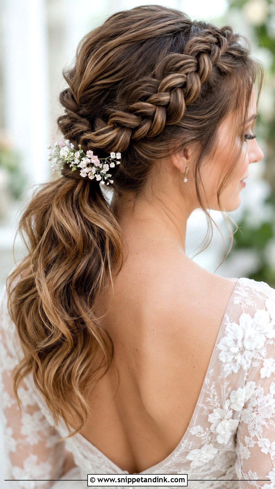 Ponytail With Braided Crown - Snippet and Ink - 25 Bride Ponytail Hairstyles