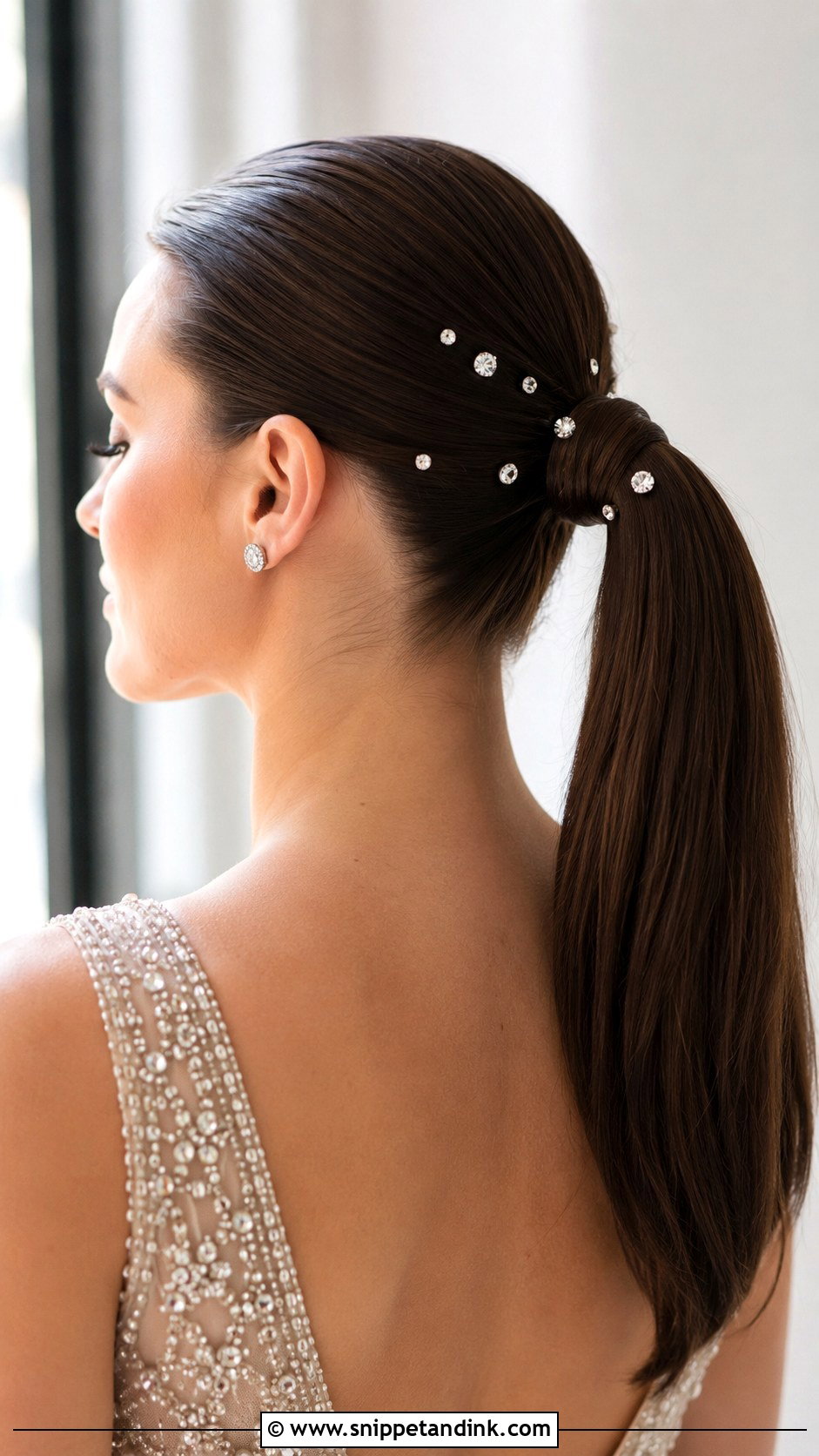 Ponytail With Crystal Hair Pins - Snippet and Ink - 25 Pony Hairstyles for Wedding