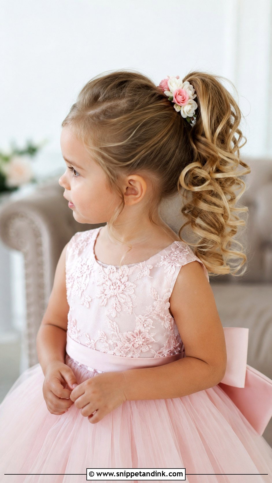 Ponytail With Curled Ends - Snippet and Ink - 20 Flowergirl Hairstyle for Toddler Ideas