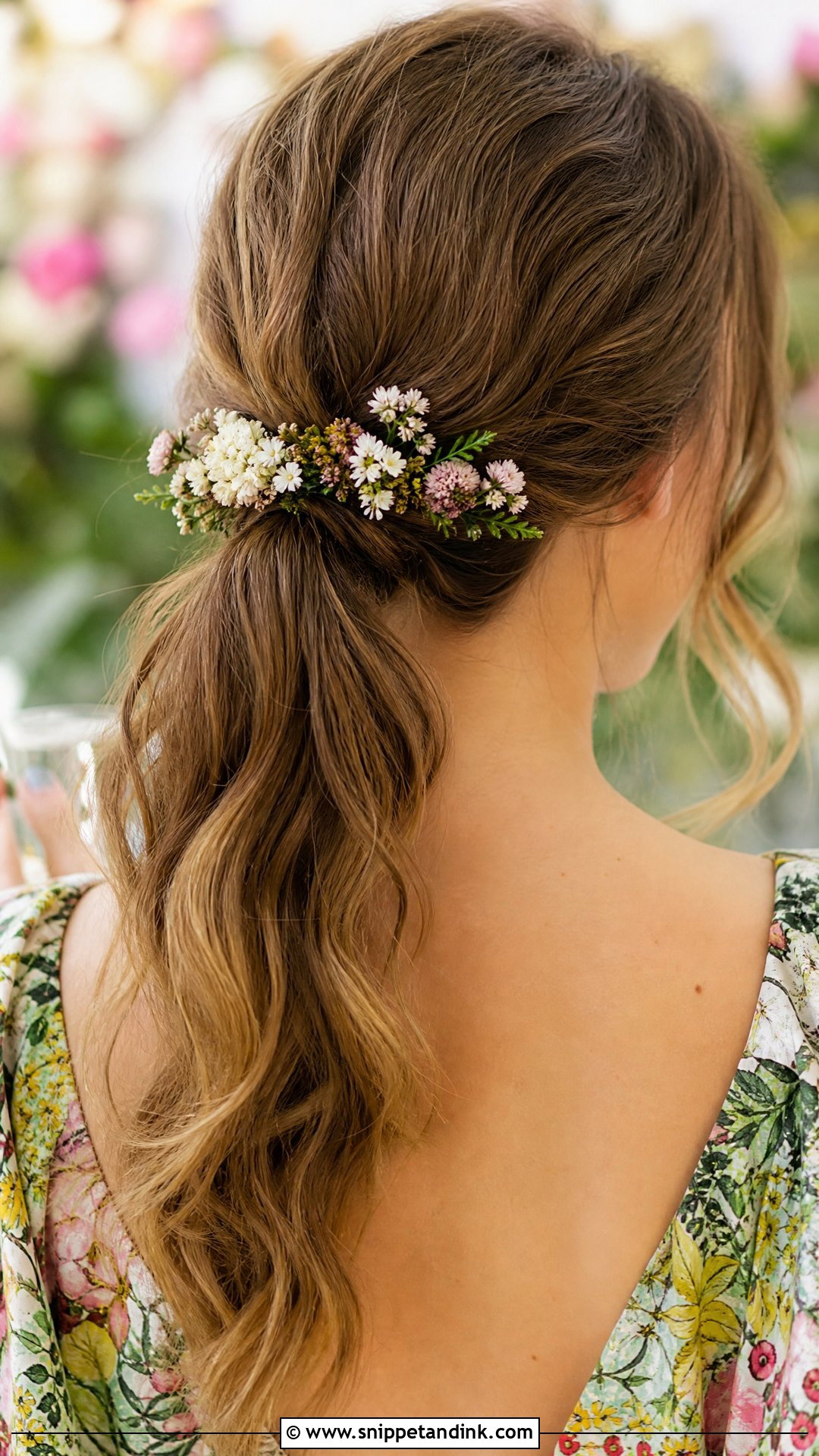 Ponytail With Flowers - Snippet and Ink - 20 Wedding Guest Hair Ponytail Ideas