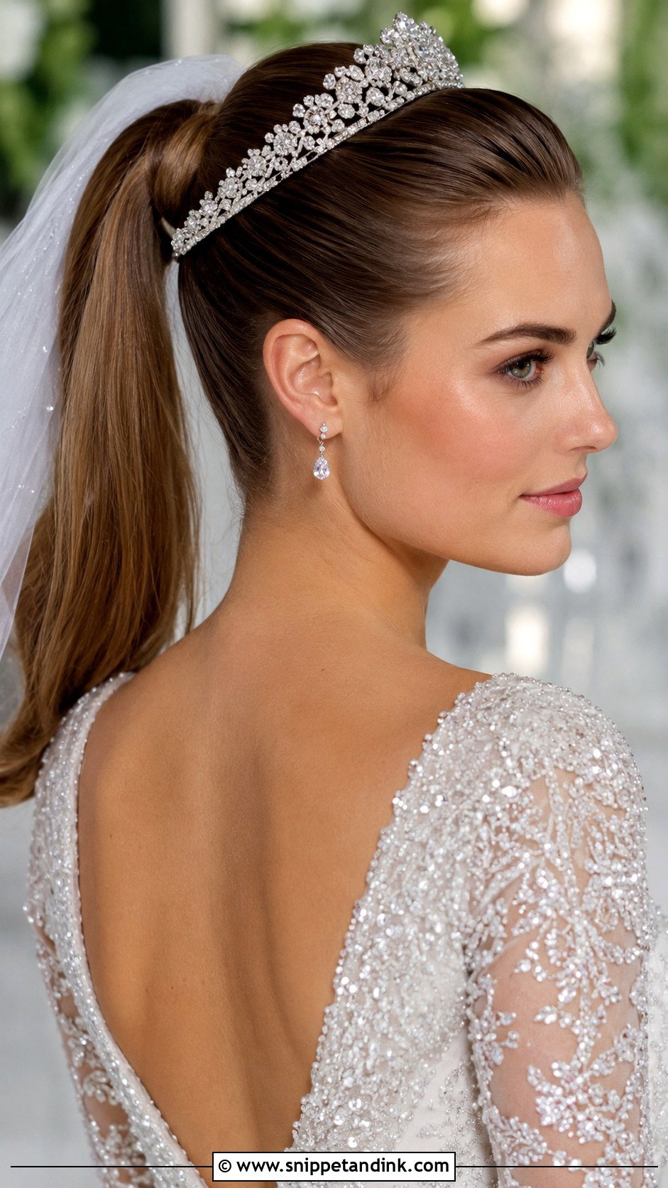 Ponytail With Headpiece for Bride - Snippet and Ink - 25 Pony Hairstyles for Wedding