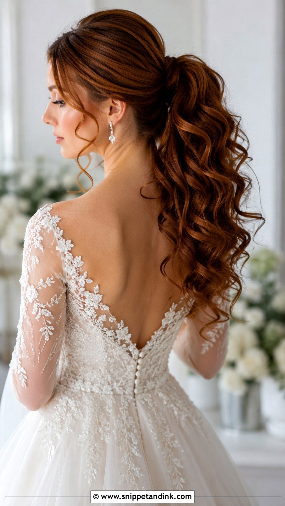 Ponytail With Loose Curls - Snippet and Ink - 25 Bride Ponytail Hairstyles