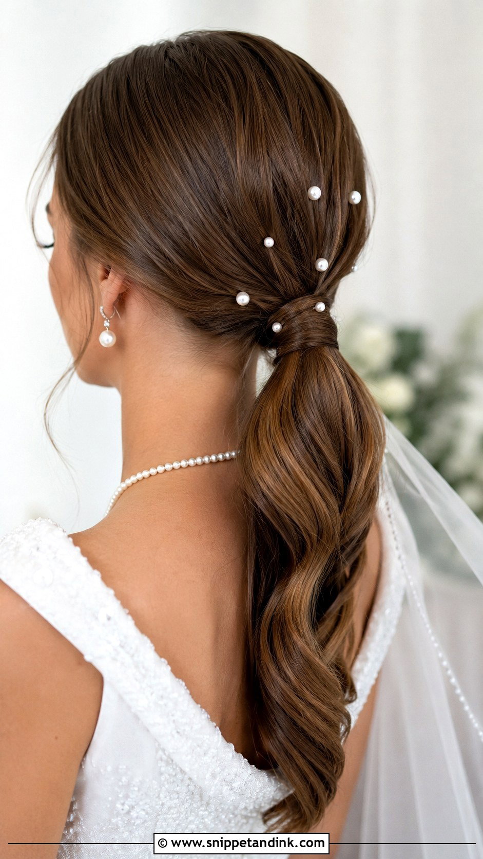 Ponytail With Pearl Accessories - Snippet and Ink - 25 Pony Hairstyles for Wedding