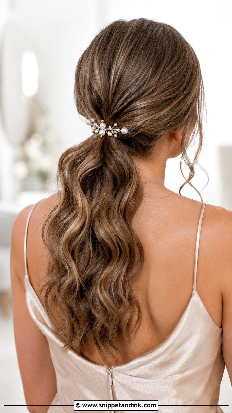 Ponytail With Pearl Accessories - Snippet and Ink - 20 Bridesmaid Hair Pony Ideas