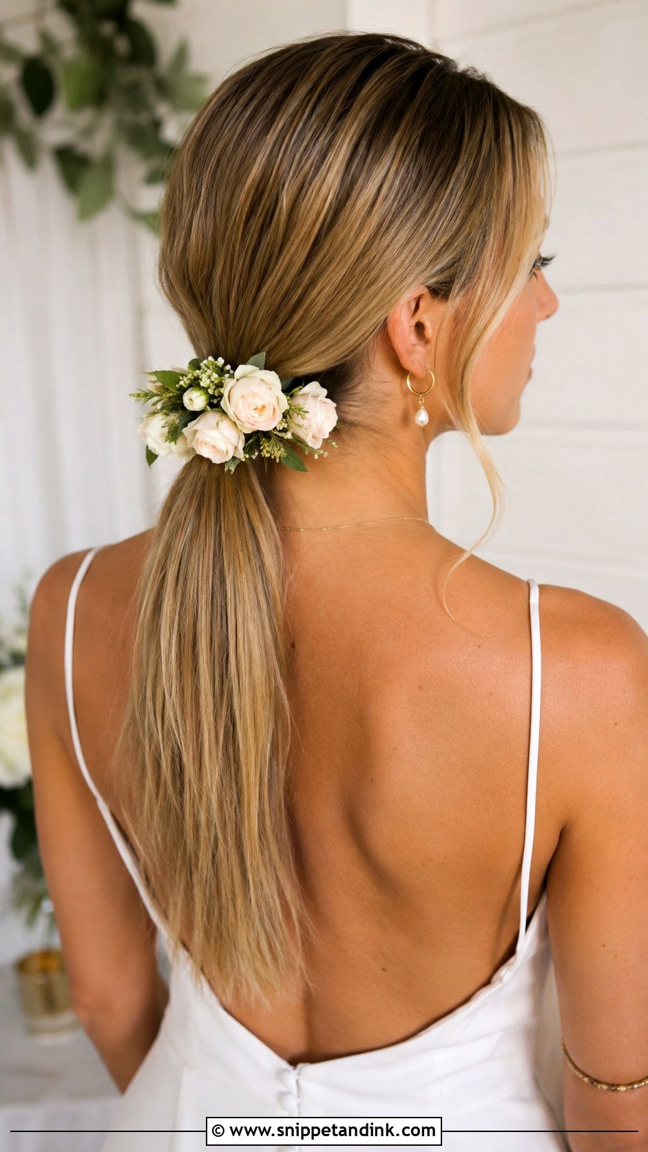 Ponytail With Wrapped Flowers - Snippet and Ink - 20 Wedding Hairstyles Flowers