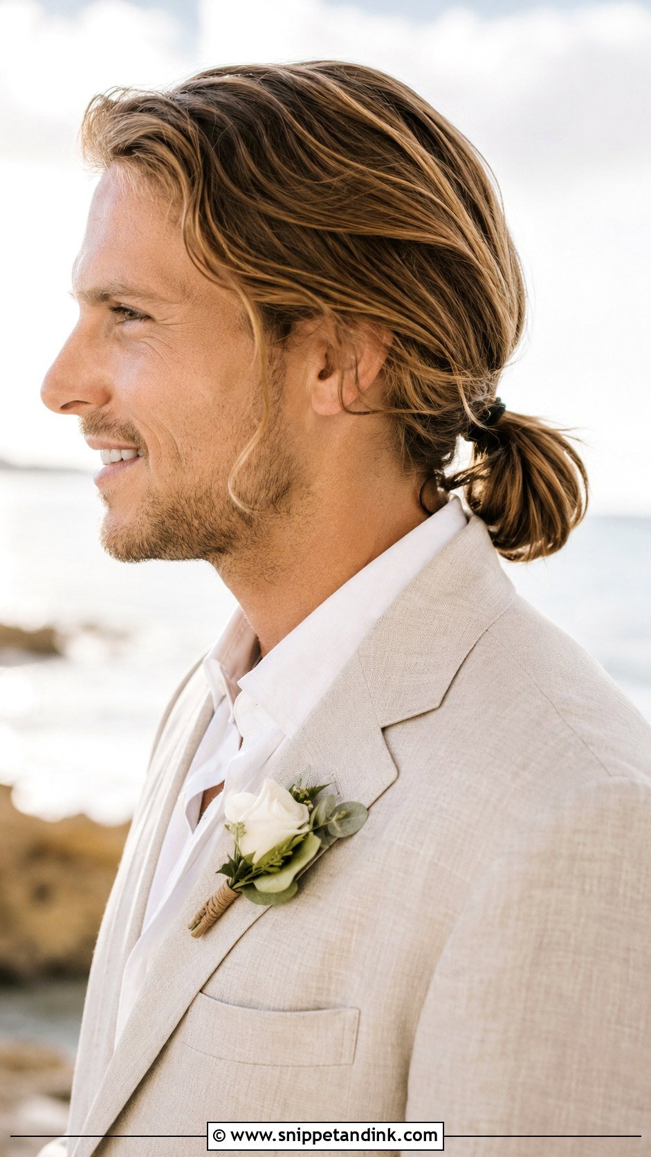 Ponytail for Grooms with Long Hair - Snippet and Ink - 20 Hairstyle for Groom Ideas