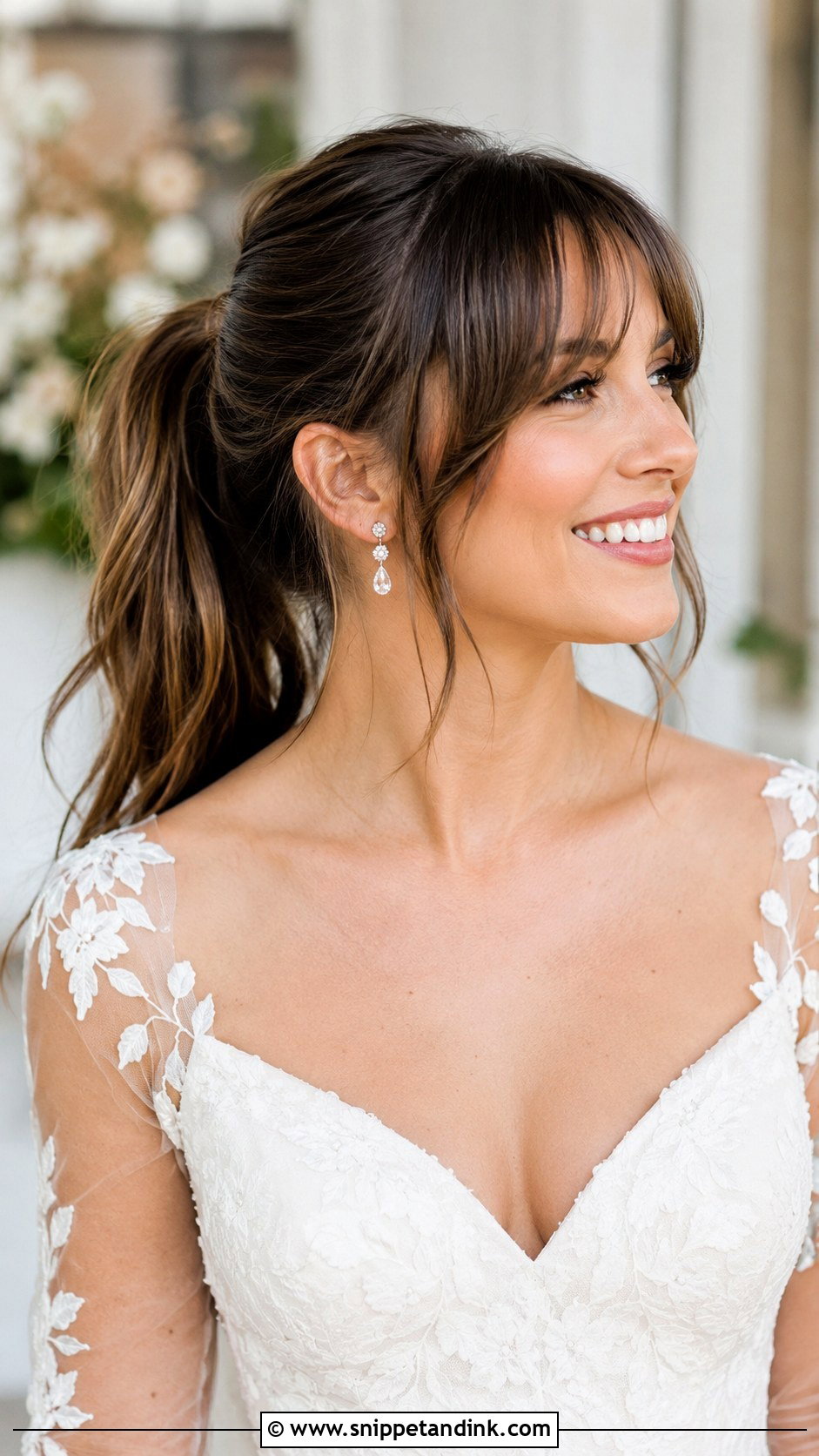 Ponytail with Bangs for Wedding - Snippet and Ink - 30 Ponytail Hairstyles for Wedding
