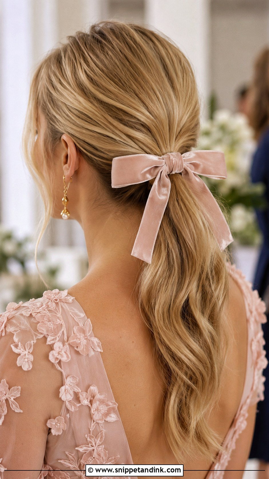 Ponytail with Bow for Wedding Guest - Snippet and Ink - 30 Hairdos for Wedding Guest