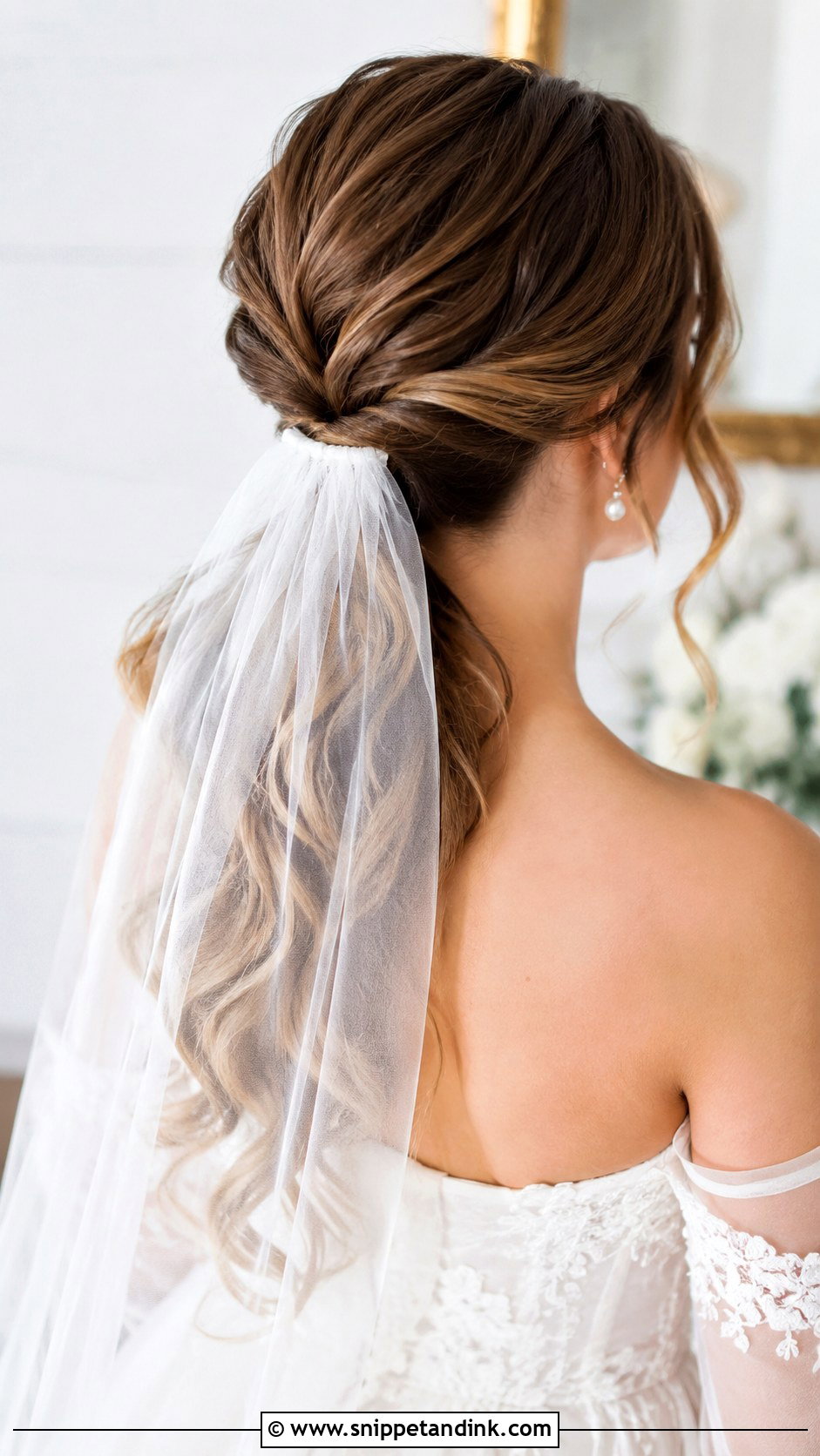 Ponytail with Bridal Veil - Snippet and Ink - 30 Bridal Ponytail Hairstyles