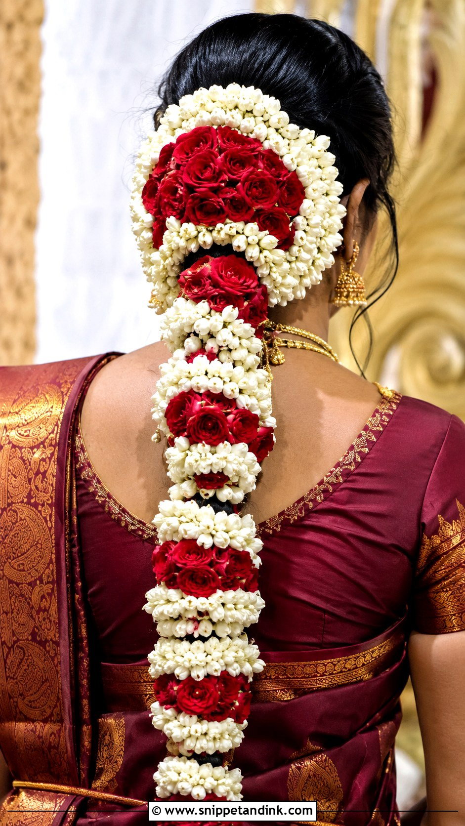 Poo Jadai With Jasmine and Roses - Snippet and Ink - 25 Tamil Bride Hairstyle Ideas