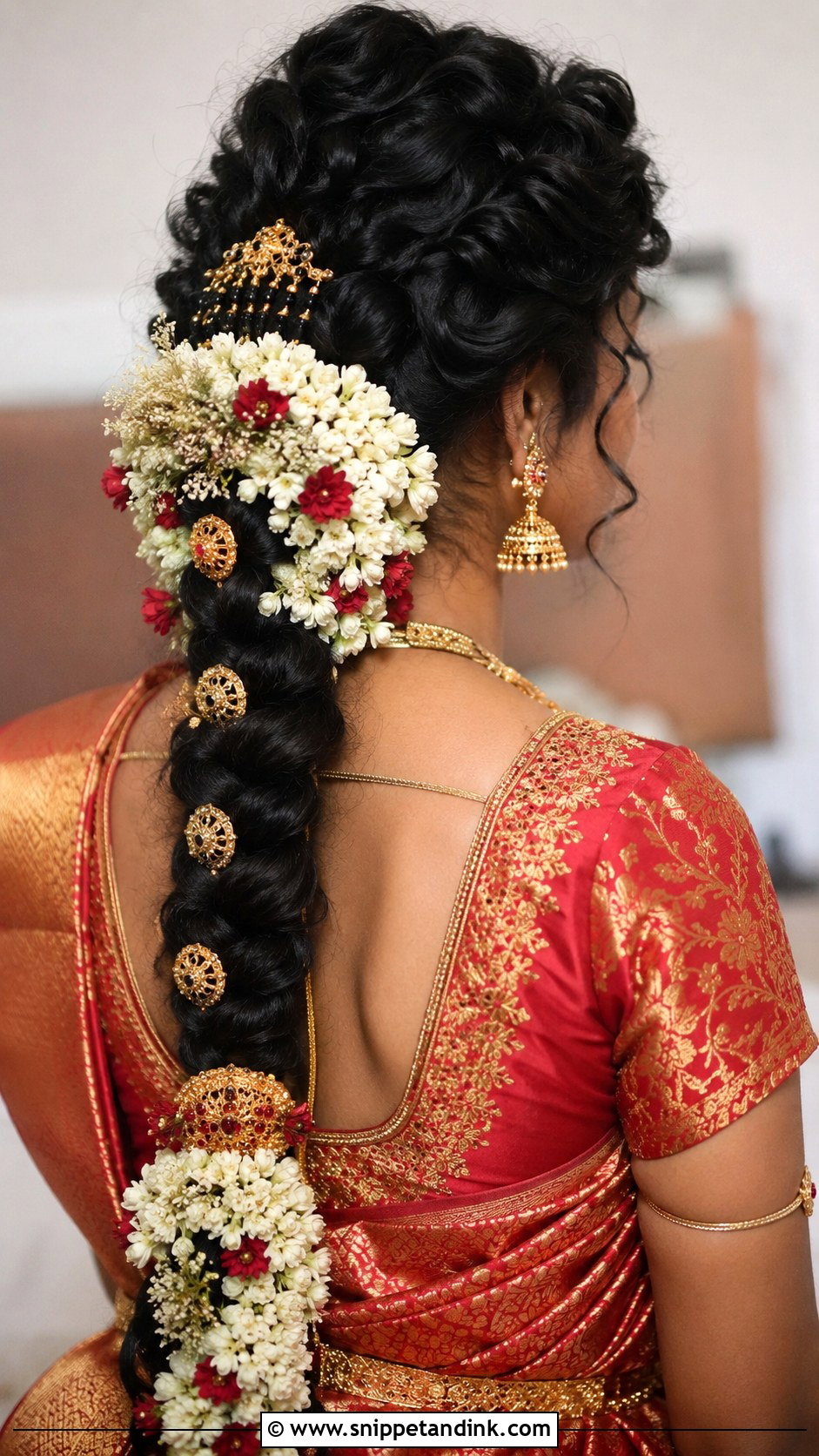 Poola Jada Curly Bridal Hairstyle - Snippet and Ink - 20 Indian Curly Hair Bridal Hairstyles