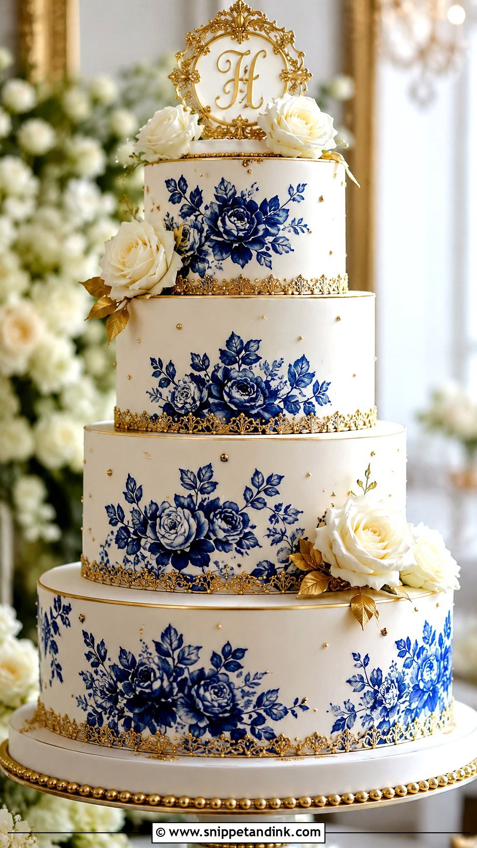 Porcelain Cake With Gold Trim - Snippet and Ink - 20 Porcelain Cake Ideas for Wedding