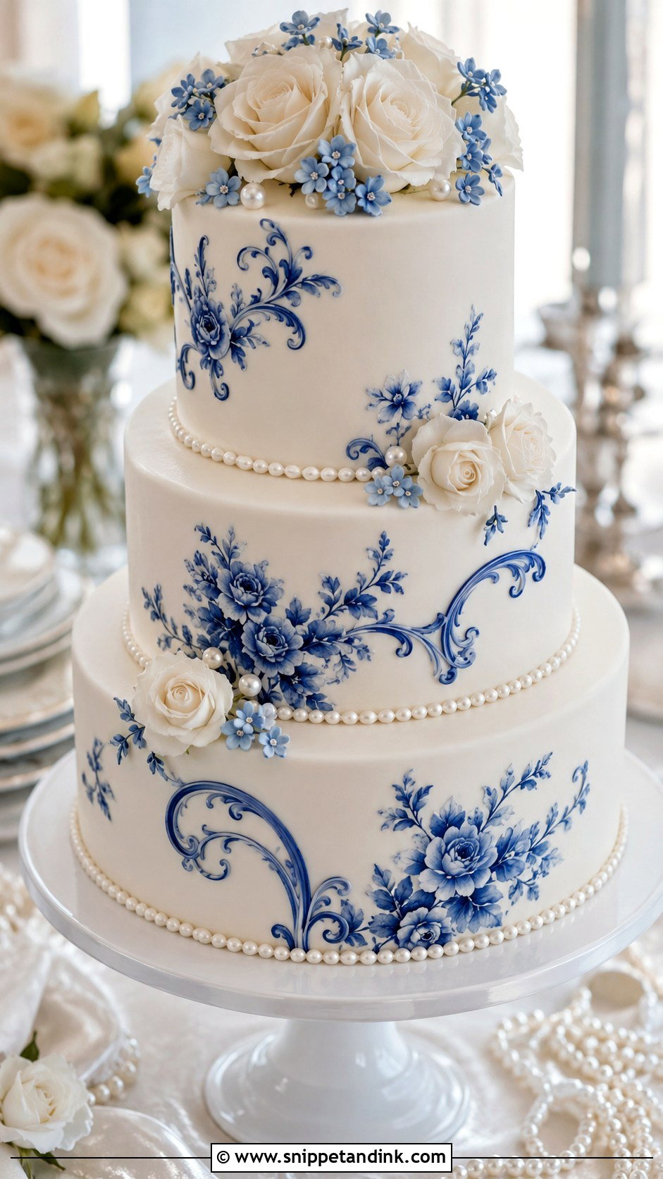 Porcelain Pearl Wedding Cake - Snippet and Ink - 20 Porcelain Cake Ideas for Wedding