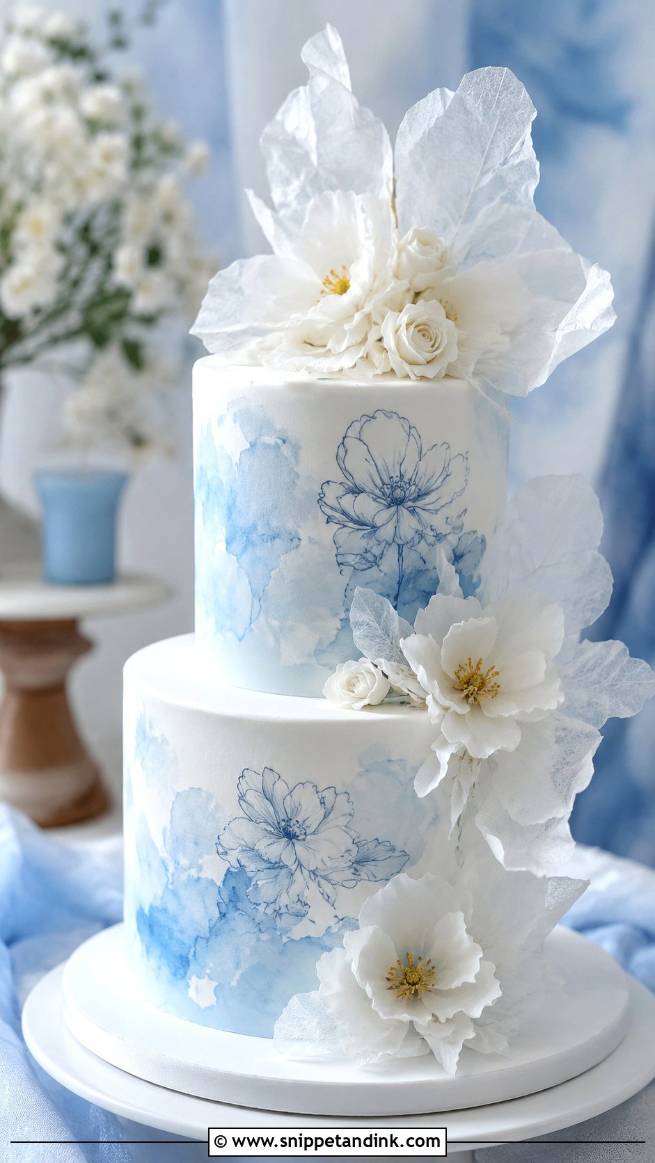 Porcelain Watercolor Wedding Cake - Snippet and Ink - 20 Porcelain Cake Ideas for Wedding