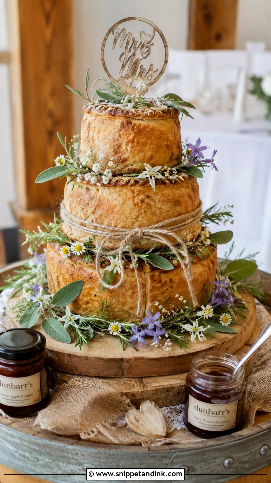 Pork Pie Wedding Cake For A Barn Wedding - Snippet and Ink - 20 Pork Pie Wedding Cake Ideas