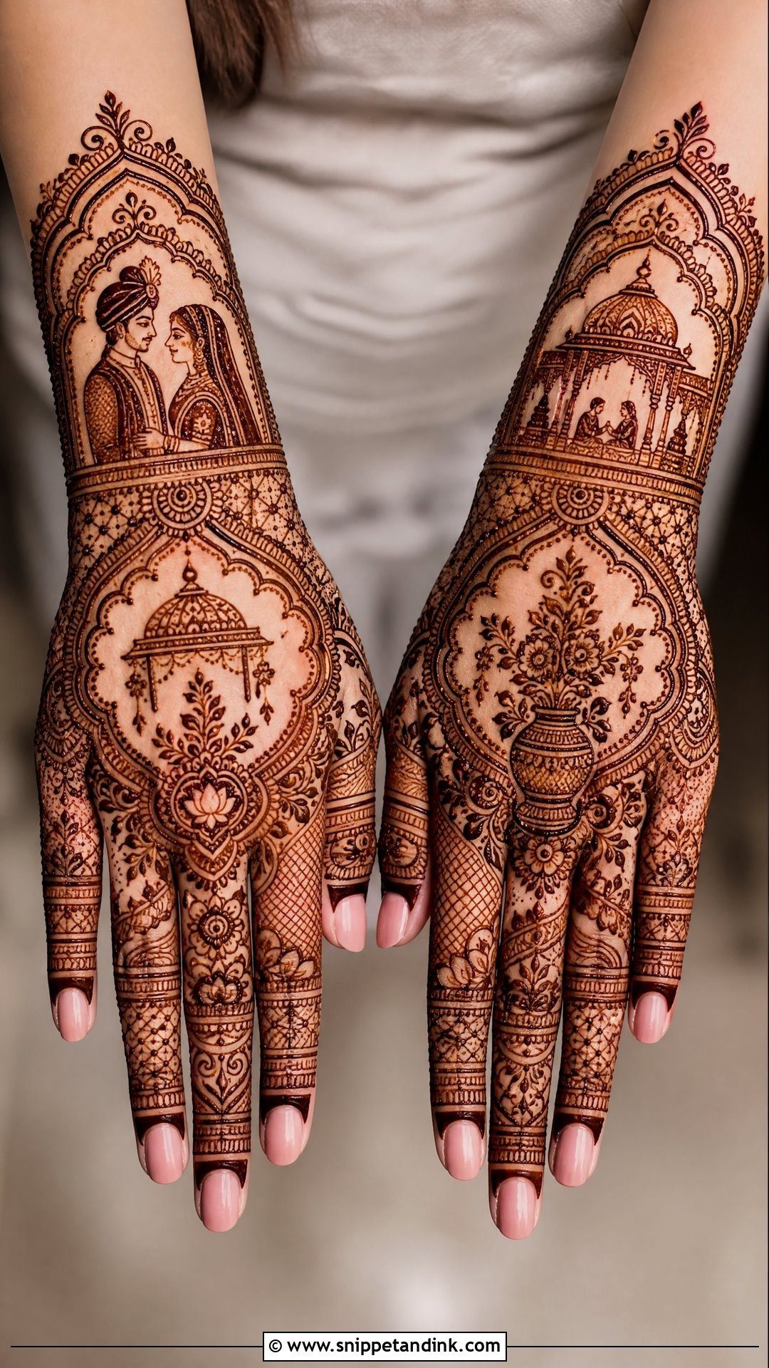 Portrait Back Bridal Mehndi Design - Snippet and Ink - 20 Latest Unique Back Bridal Mehndi Designs