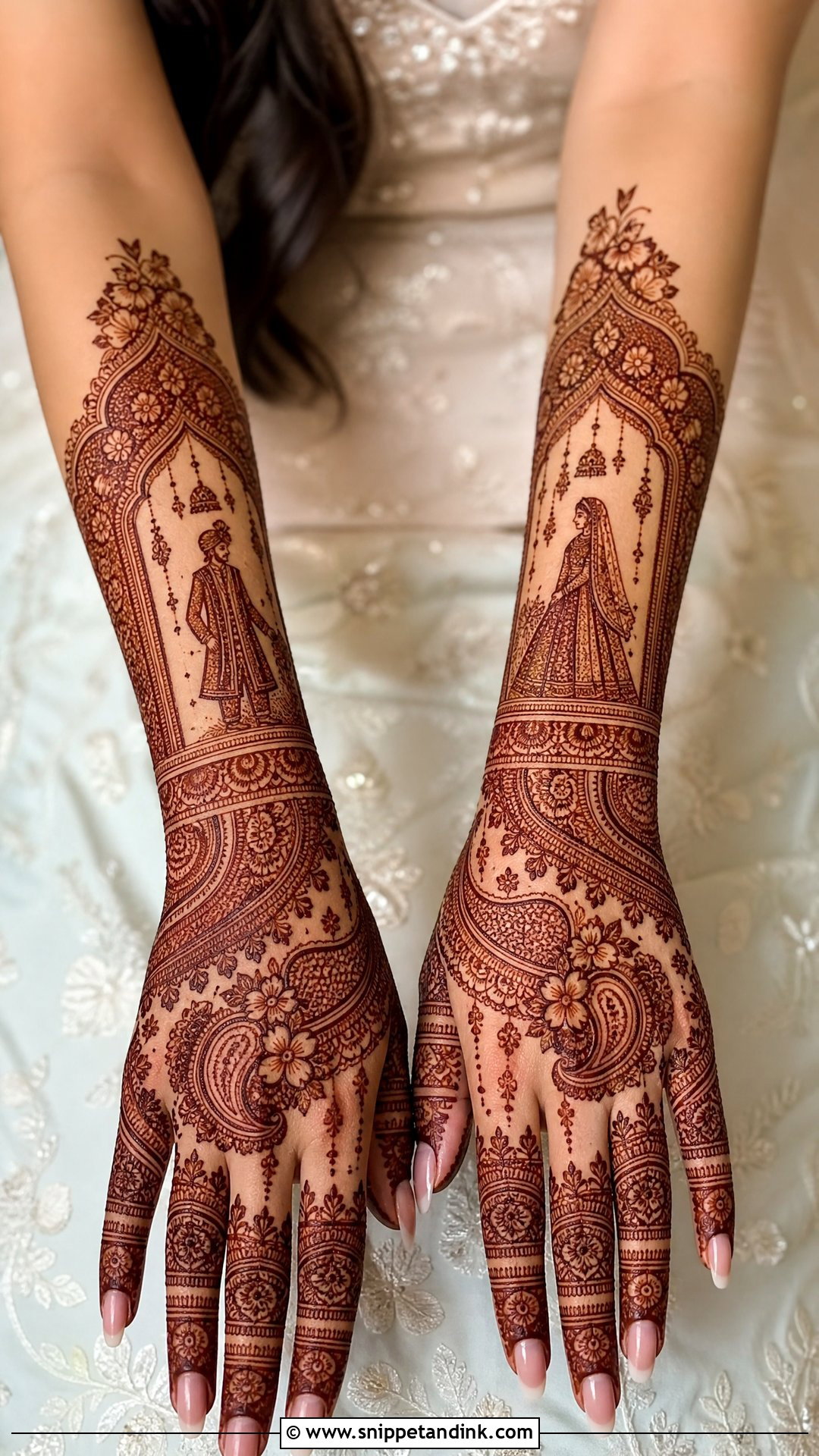 Portrait Bridal Back Hand Mehndi Design - Snippet and Ink - 25 New Bridal Back Hand Mehndi Designs
