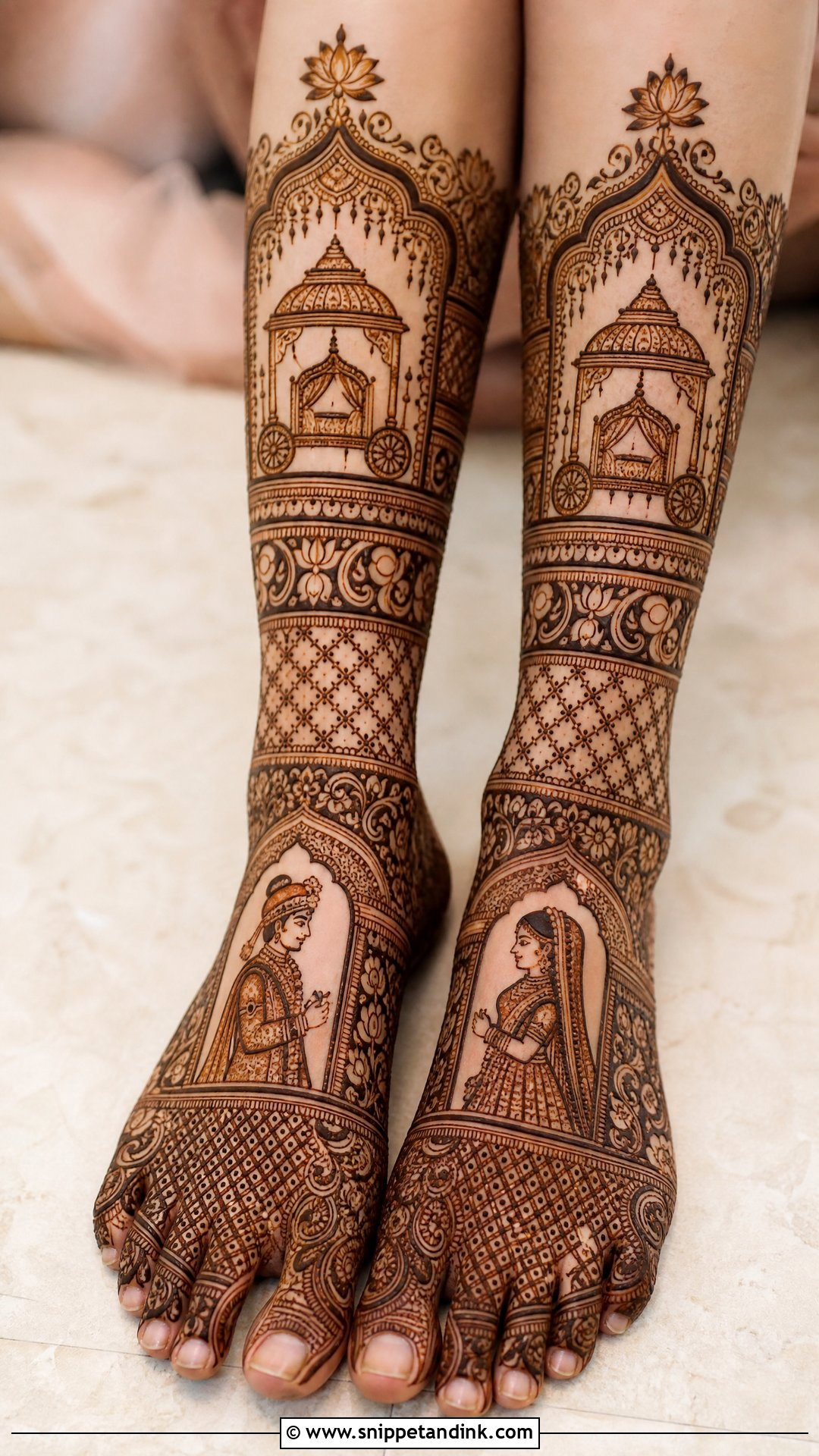 Portrait Bridal Feet Mehndi Design - Snippet and Ink - 30 Bridal Feet Mehndi Designs