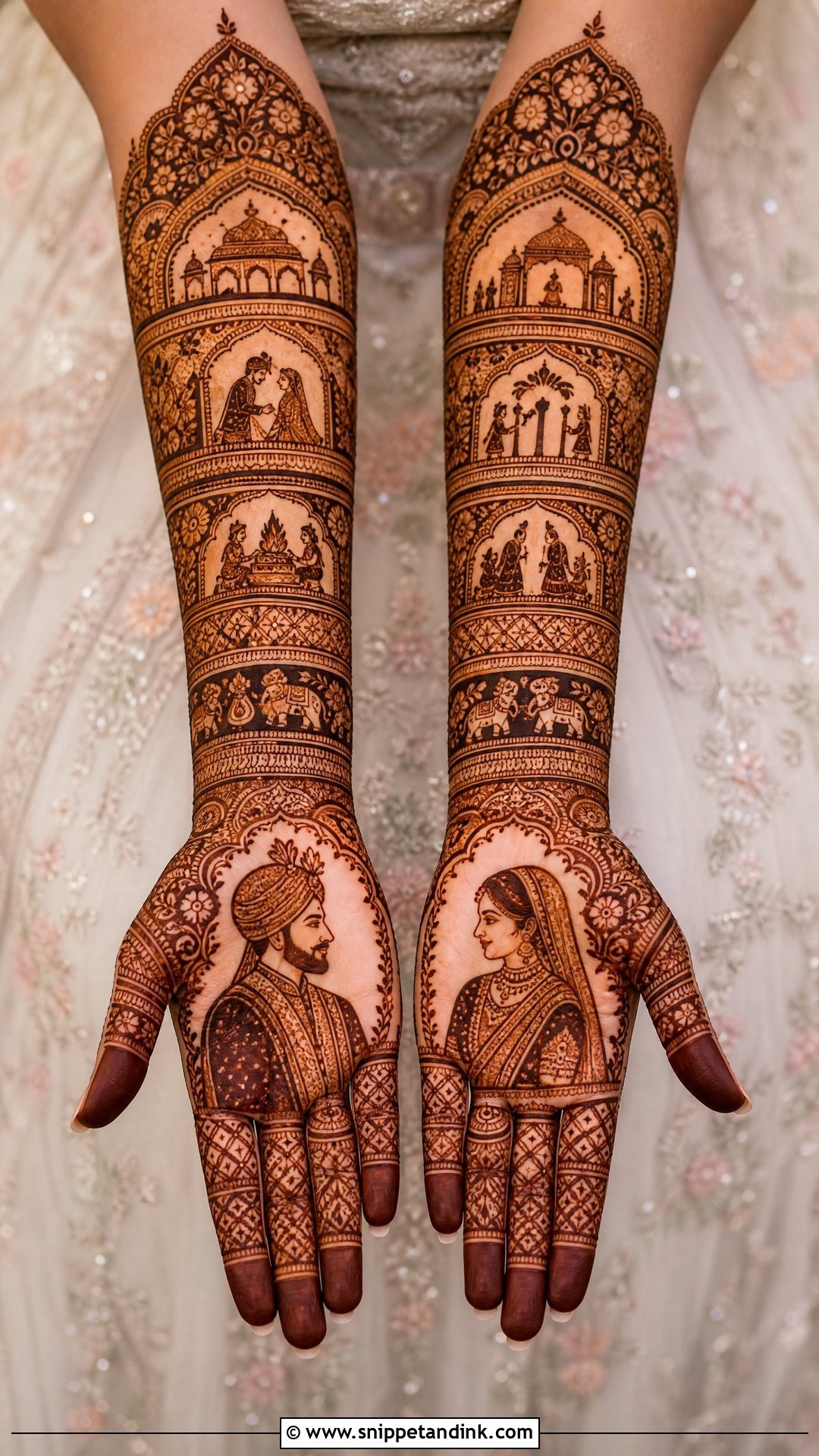 Portrait Bridal Mehandi Design - Snippet and Ink - 30 Latest Bridal Mehandi Designs