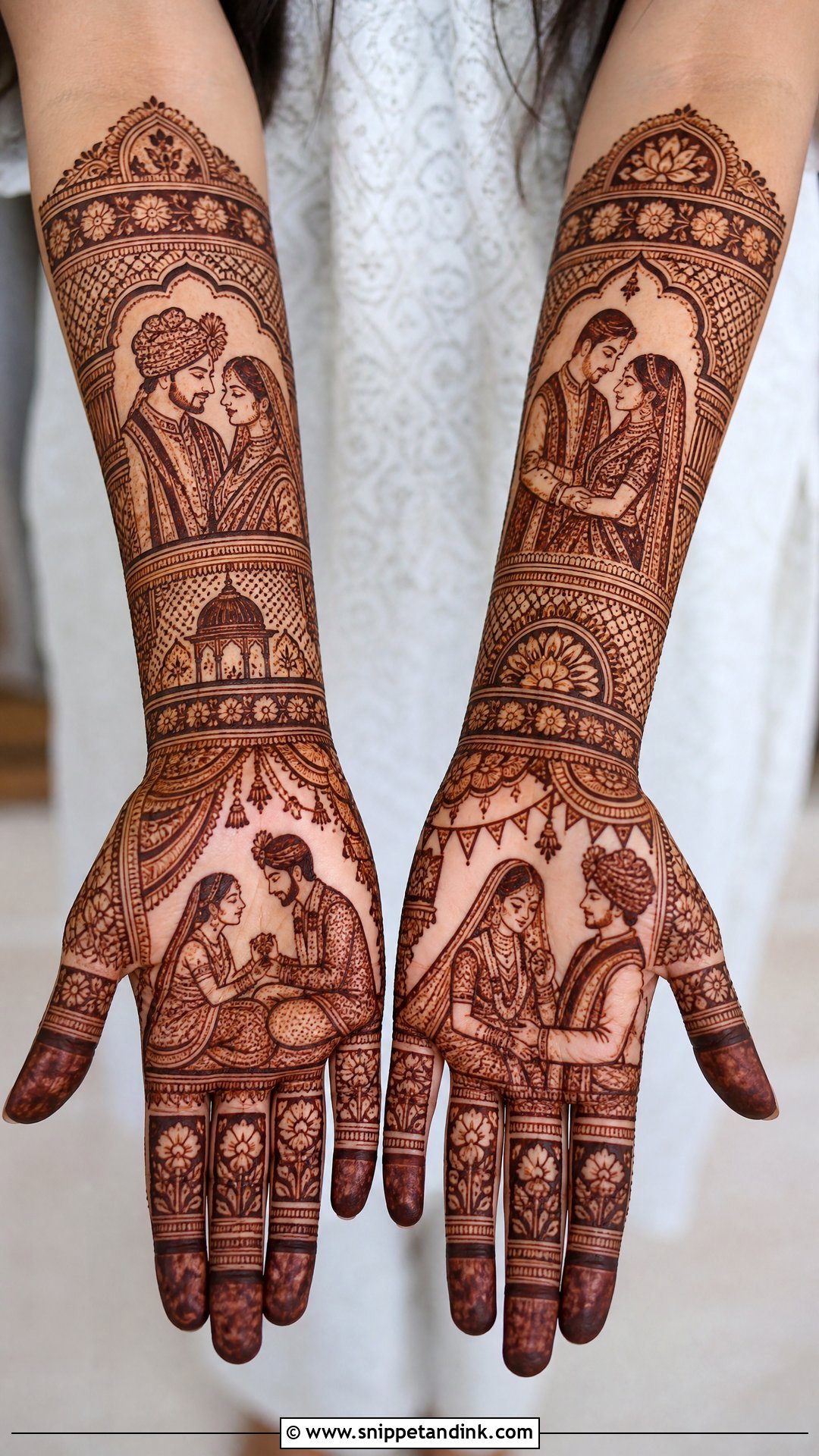 Portrait Bridal Mehndi Design - Snippet and Ink - 30 Bride Mehndi Designs