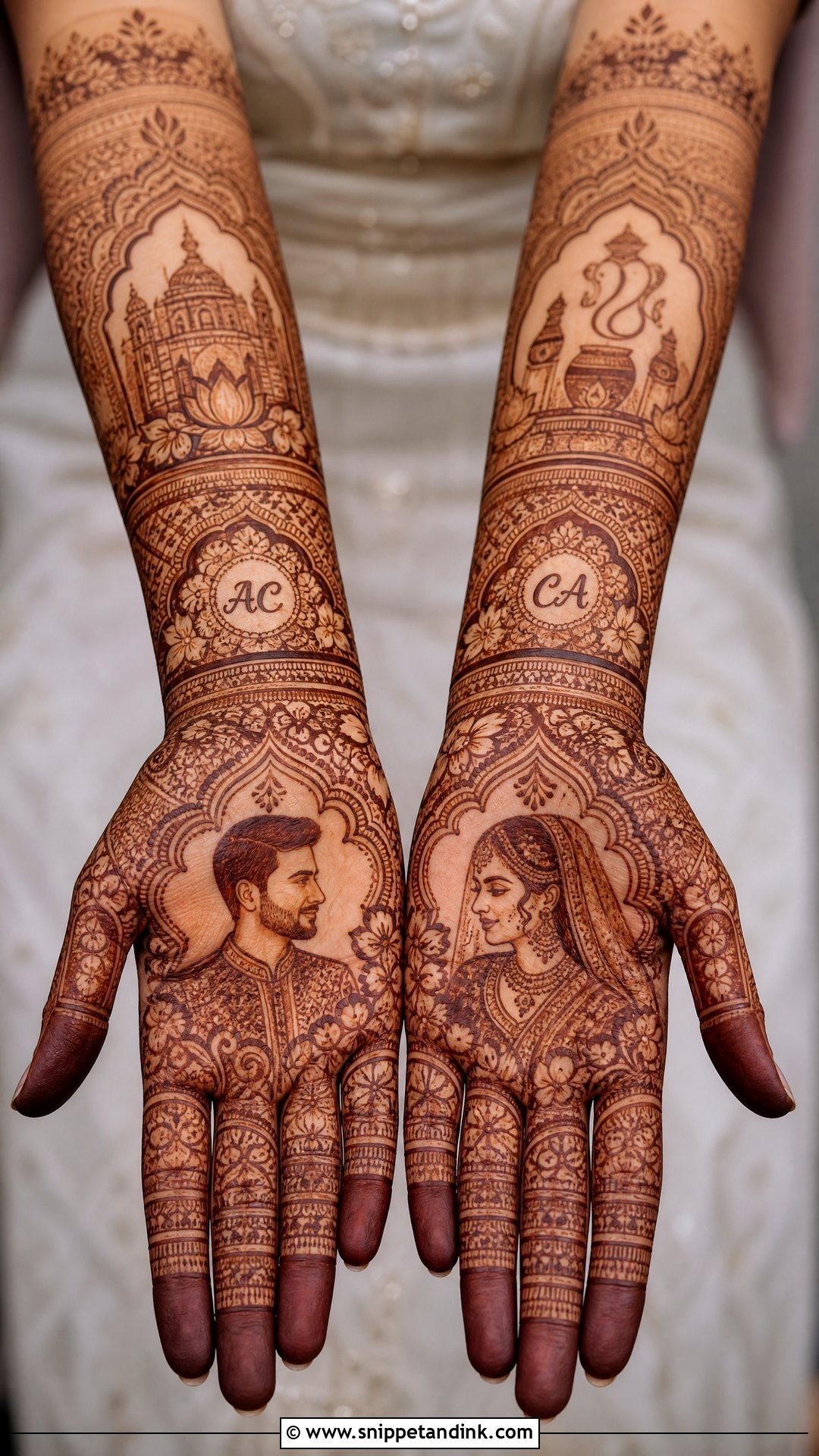 Portrait Bridal Mehndi Design - Snippet and Ink - 30 Mehndi Designs for Bride