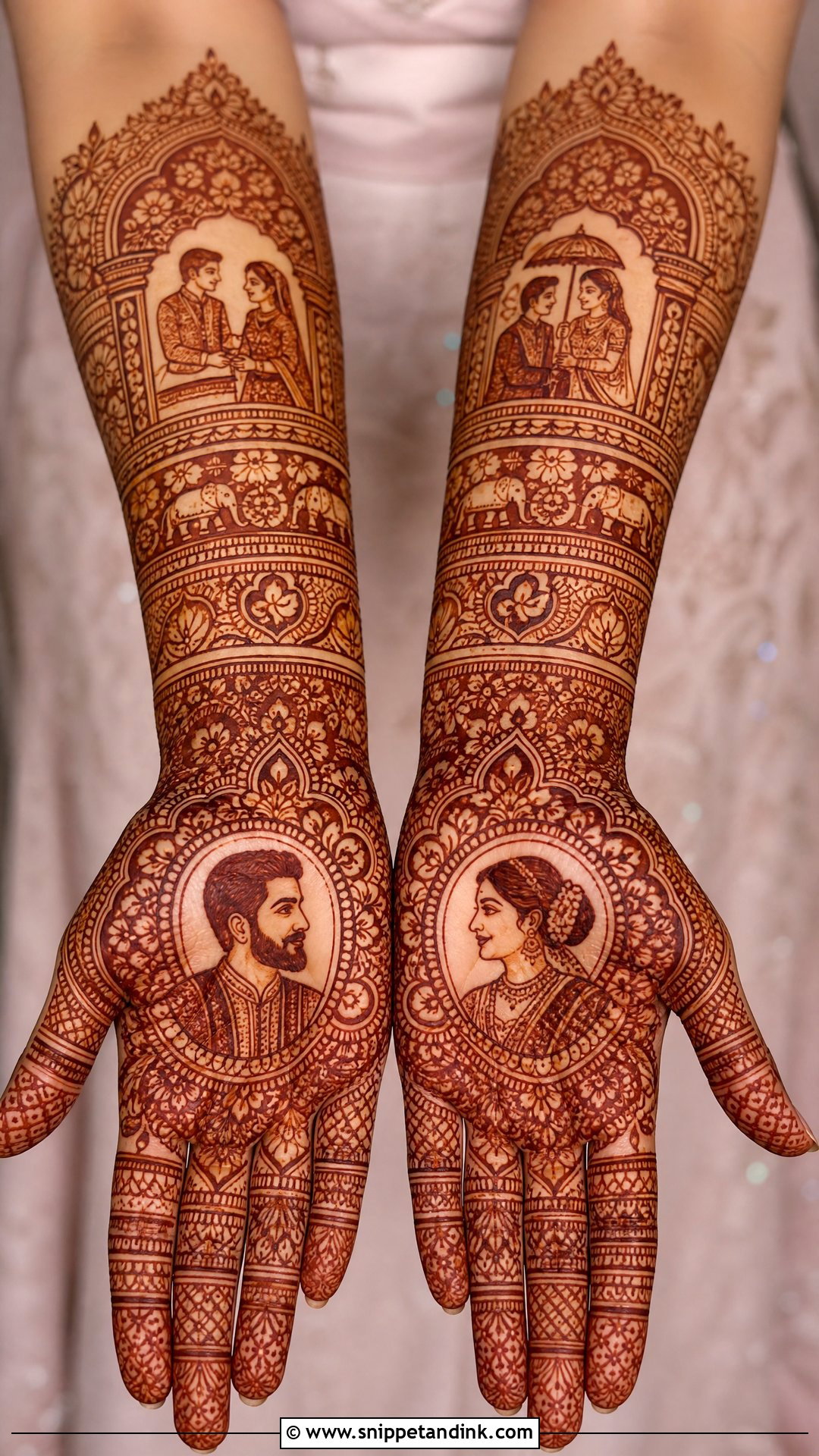 Portrait Bridal Mehndi Design - Snippet and Ink - 30 Mehndi Design for Bride Ideas