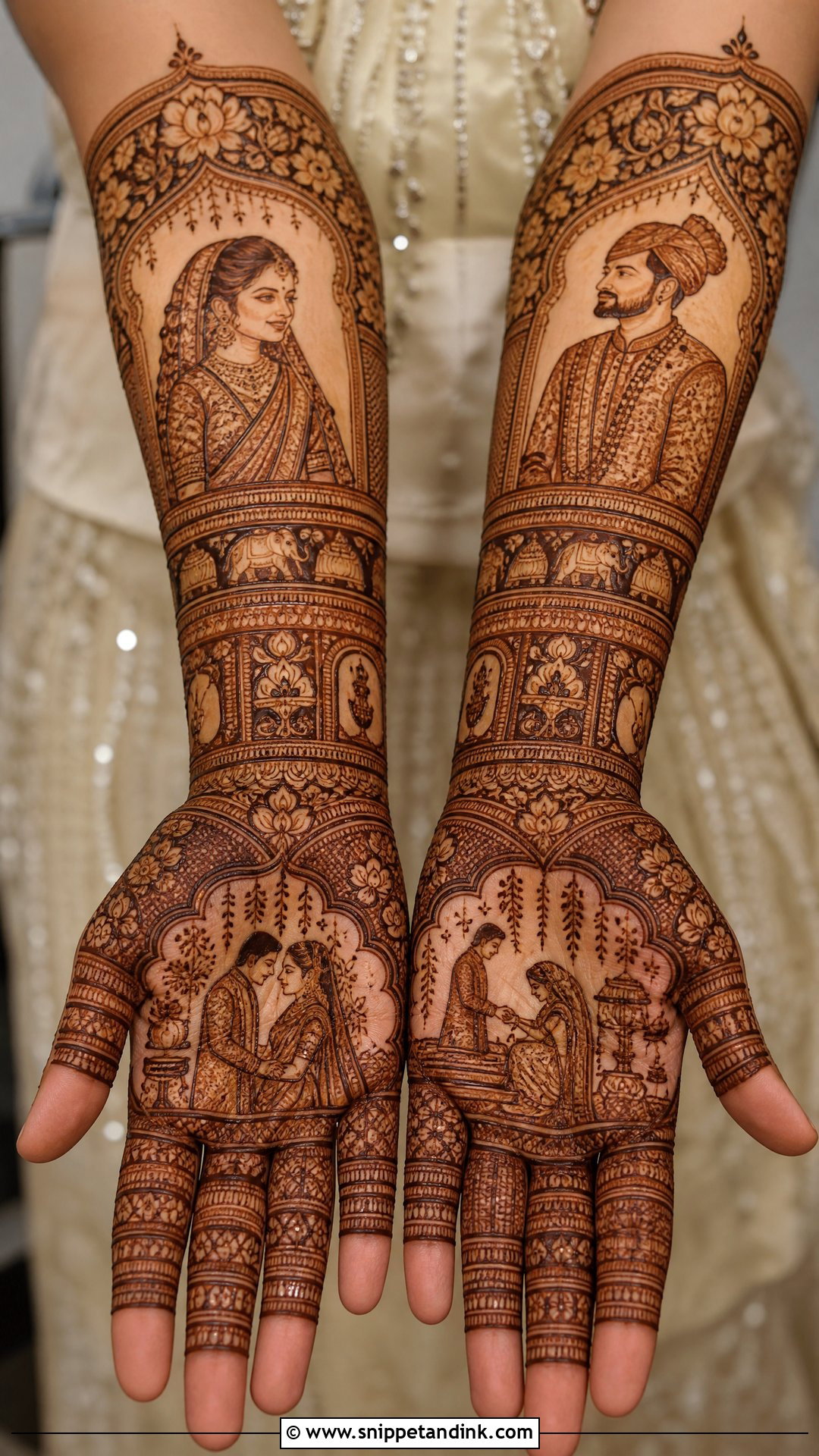 Portrait Bridal Mehndi Design - Snippet and Ink - 30 Unique Bridal Mehndi Designs 2025