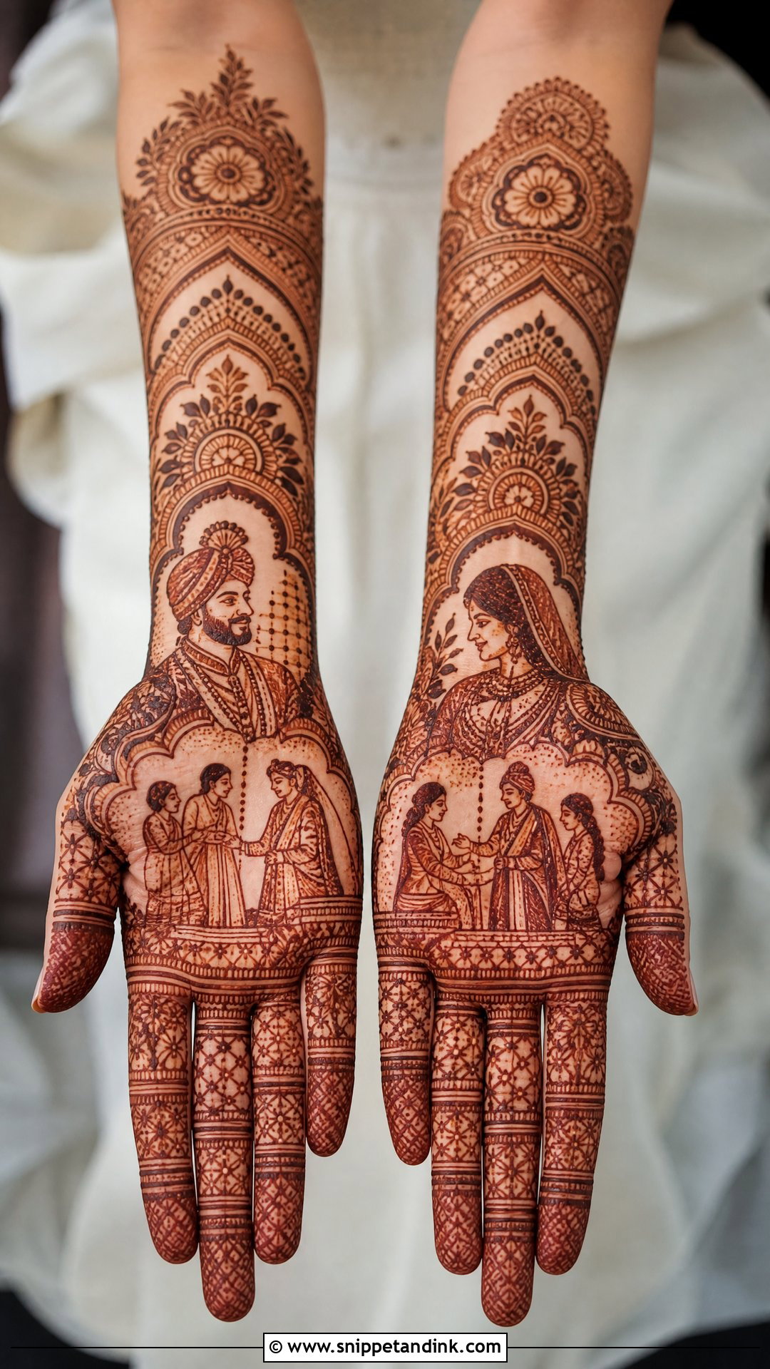 Portrait Bridal Mehndi Design - Snippet and Ink - 20 Indian Mehandi Design for Bridal Ideas