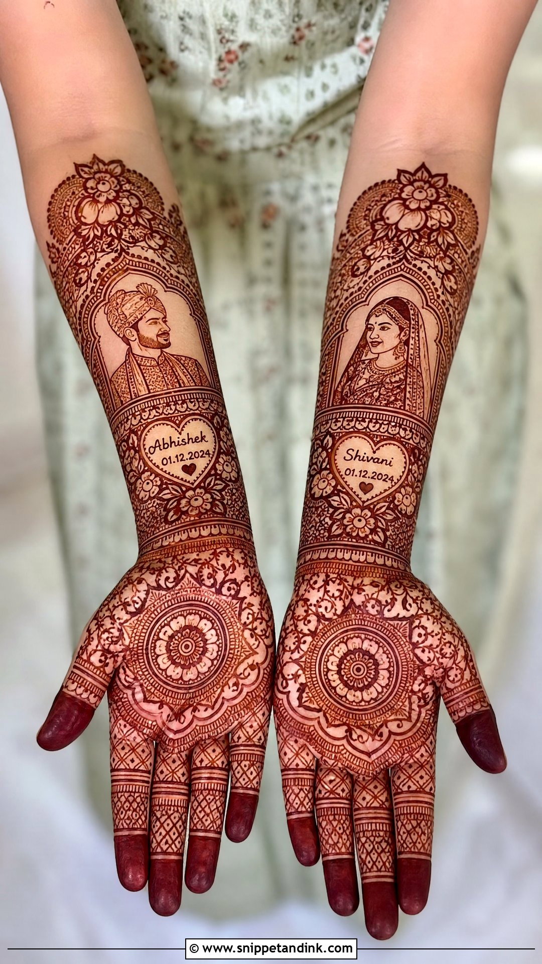 Portrait Bridal Mehndi Design - Snippet and Ink - 20 Indian Wedding Mehndi Designs