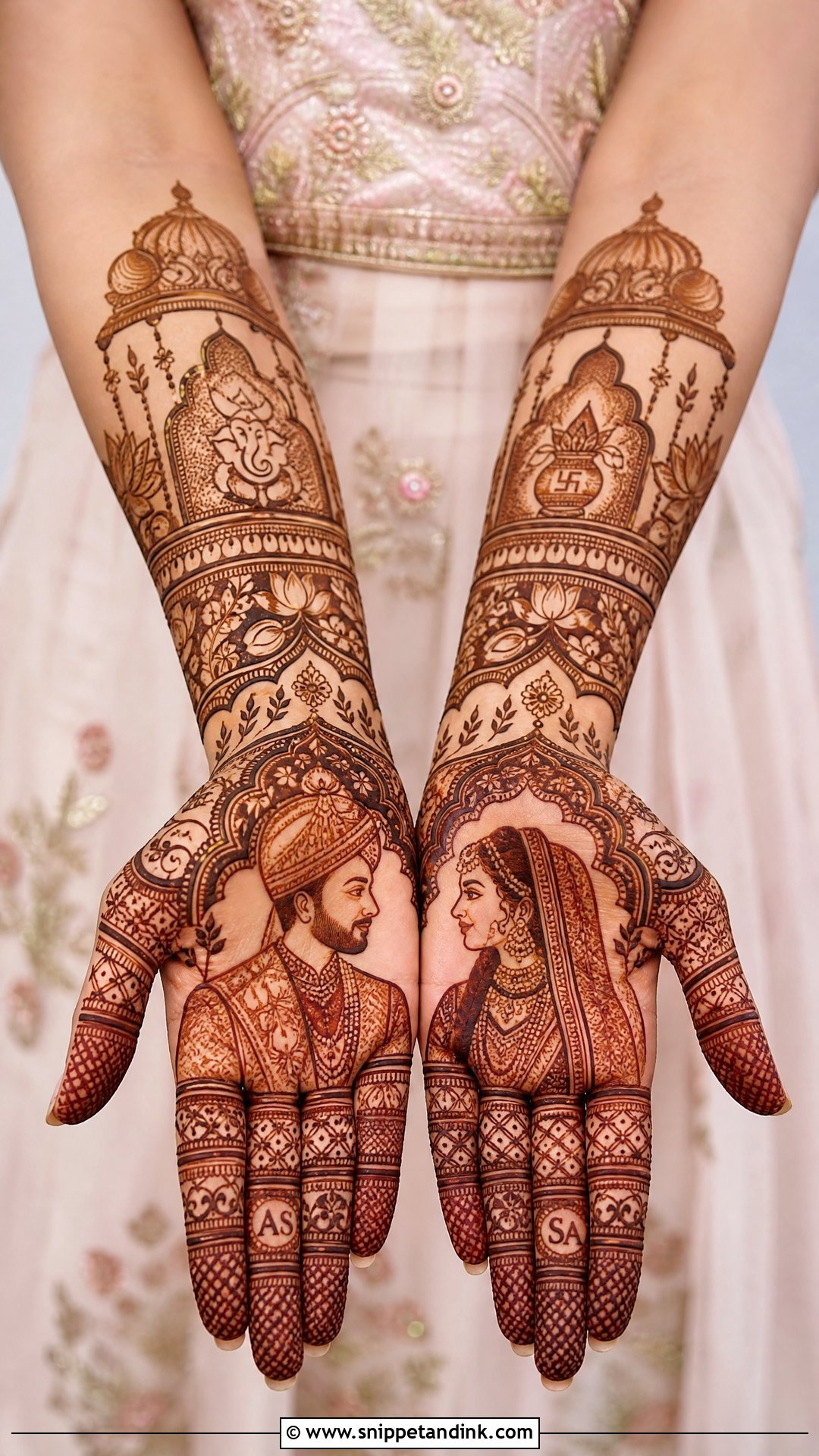Portrait Bridal Mehndi Design - Snippet and Ink - 20 Mehndi Design for Bridal Ideas