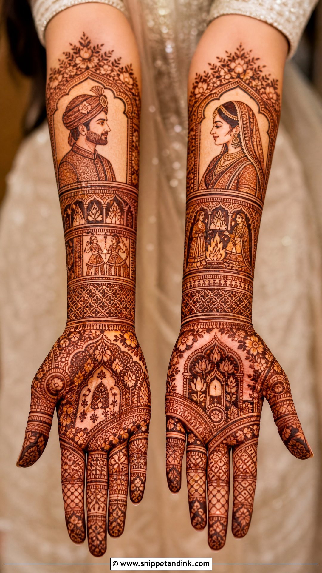 Portrait Bridal Mehndi Design - Snippet and Ink - 20 Bridal Mehndi Art Designs