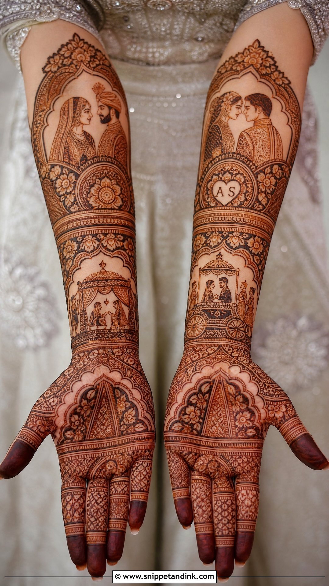 Portrait Bridal Mehndi Full Hands - Snippet and Ink - 20 Bridal Mehndi Designs Full Hands