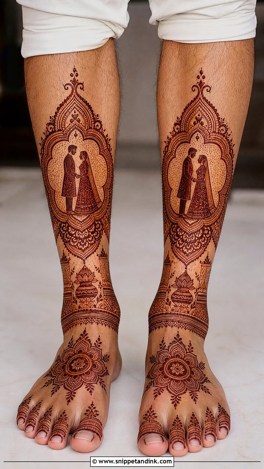 Portrait Groom Leg Mehndi Design - Snippet and Ink - 20 Groom Leg Mehndi Design Ideas