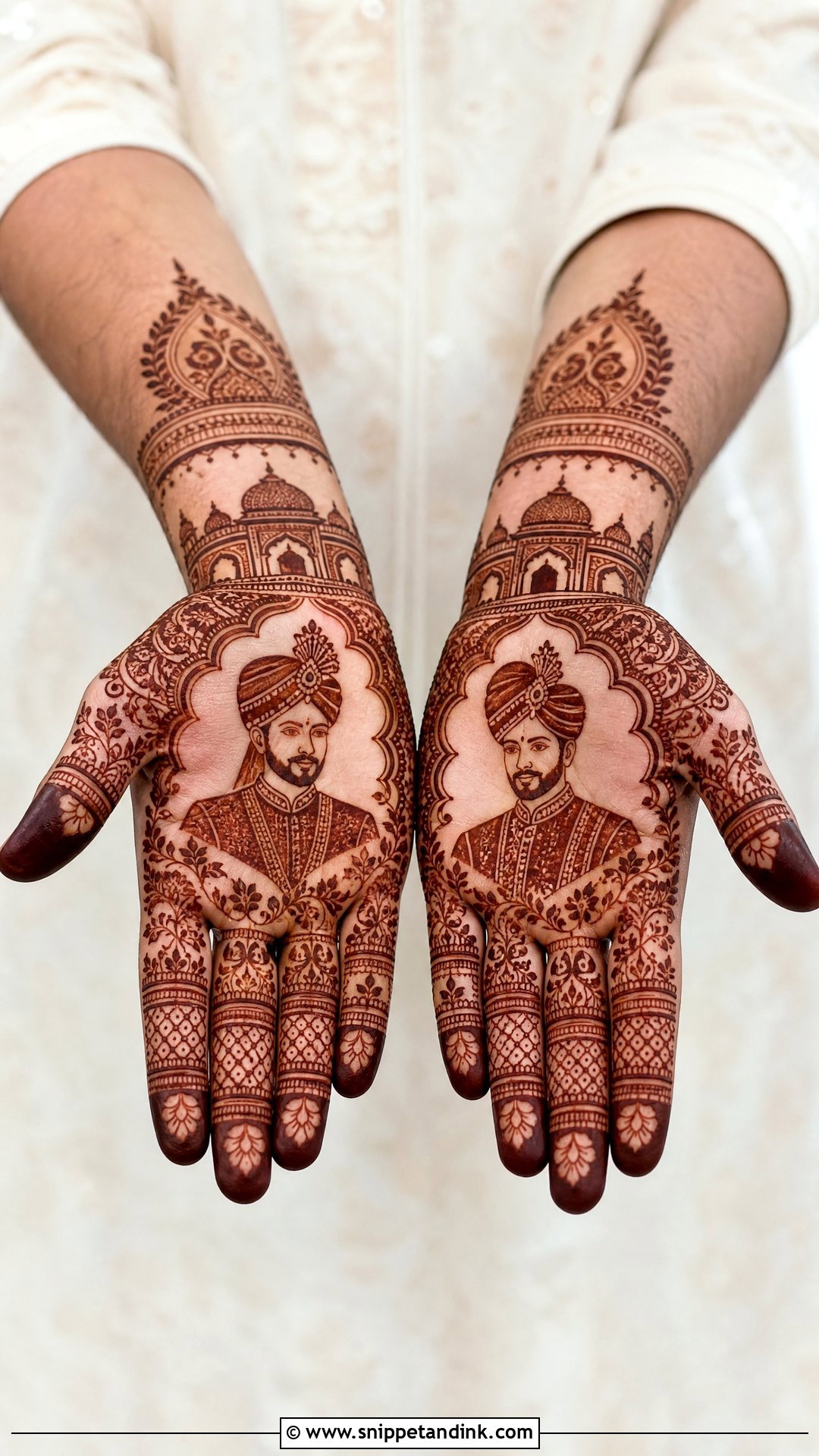 Portrait Groom Mehndi Design - Snippet and Ink - 20 Groom Mehndi Designs