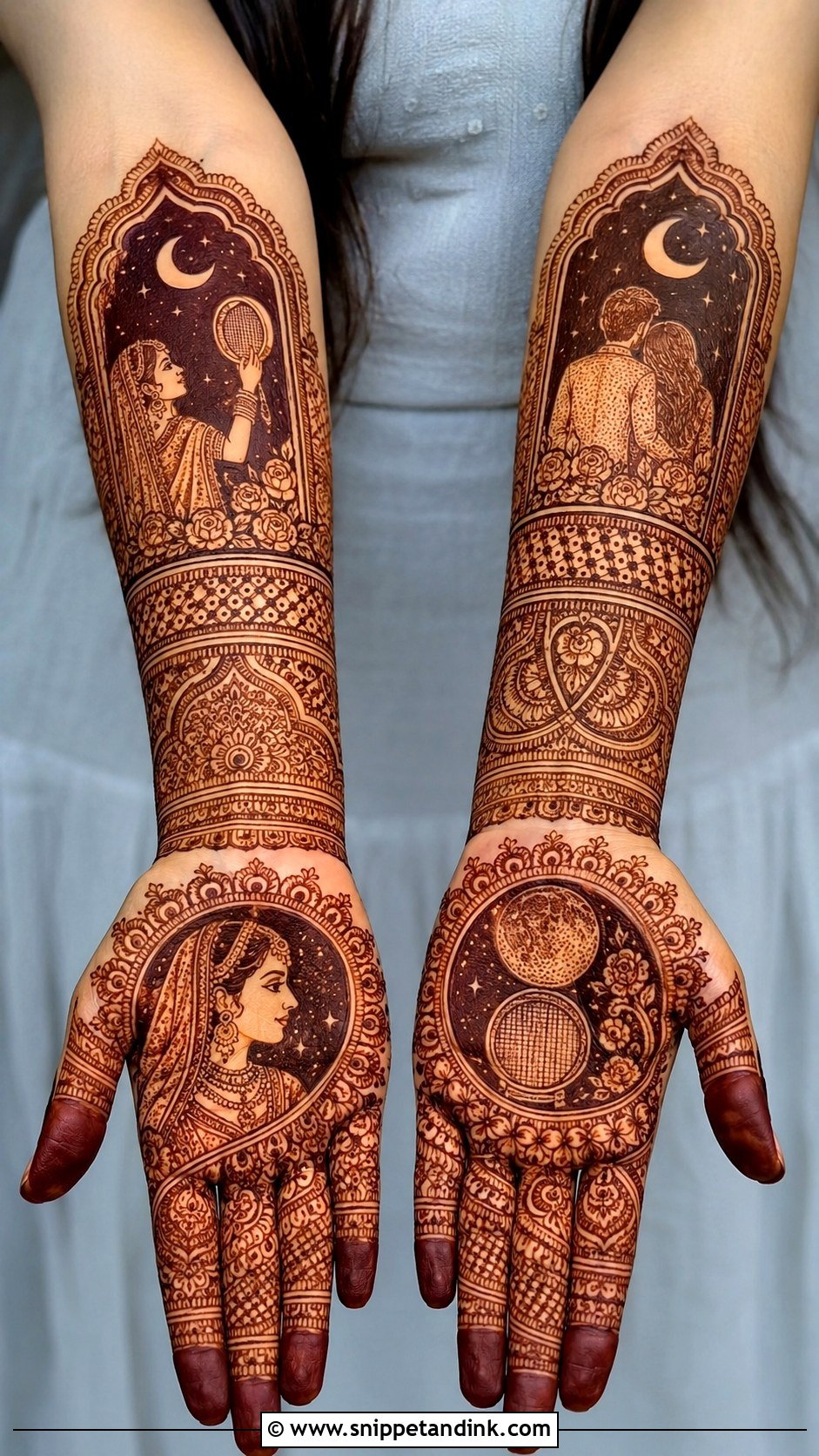 Portrait Karva Chauth Mehndi Design - Snippet and Ink - 35 Karva Chauth Mehndi Designs
