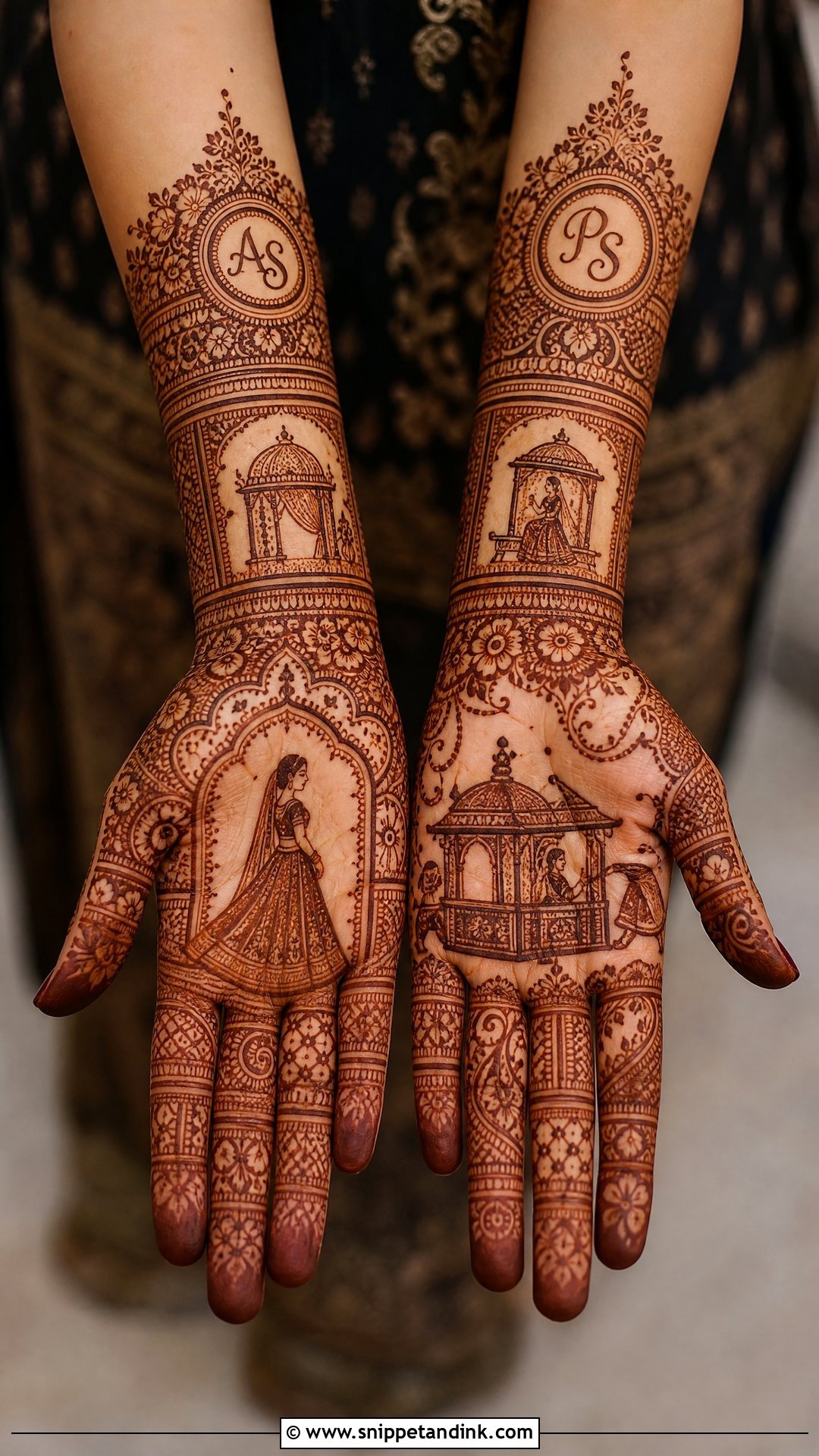 Portrait Sister Wedding Mehndi Design - Snippet and Ink - 20 Sister Wedding Mehndi Designs