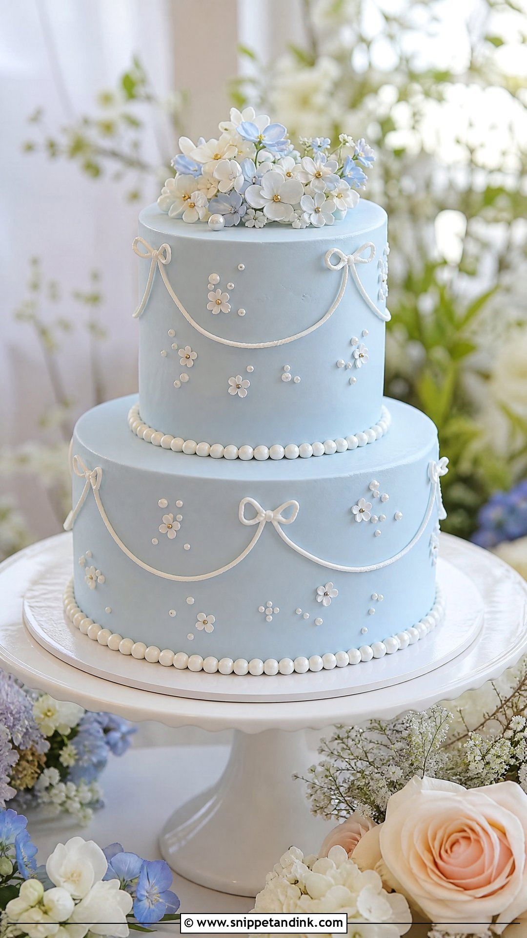 Powder Blue Wedding Cake - Snippet and Ink - 30 Blue Cake Aesthetic Ideas for Wedding
