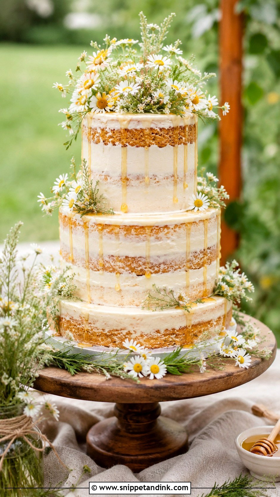 Pressed Chamomile Wedding Cake - Snippet and Ink - 20 Chamomile Wedding Cake Ideas
