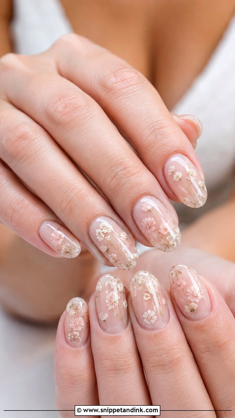 Pressed Flower Bridal Nails - Snippet and Ink - 30 Elegant Bridal Nails