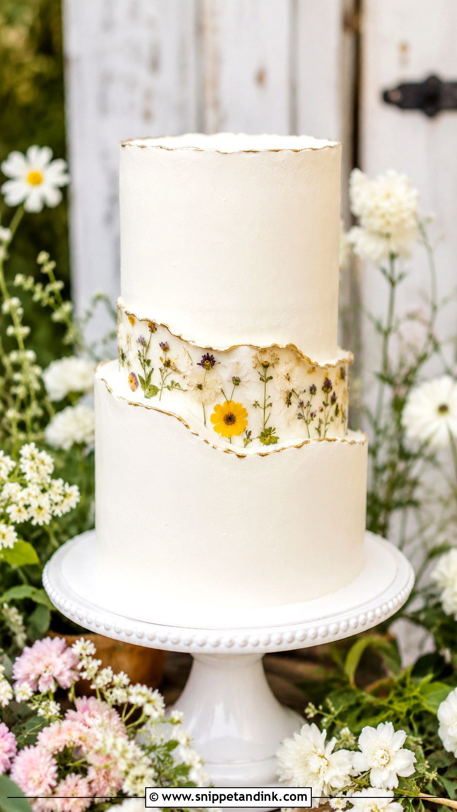 Pressed Flower Fault Line Wedding Cake - Snippet and Ink - 20 Fault Line Cakes for Wedding