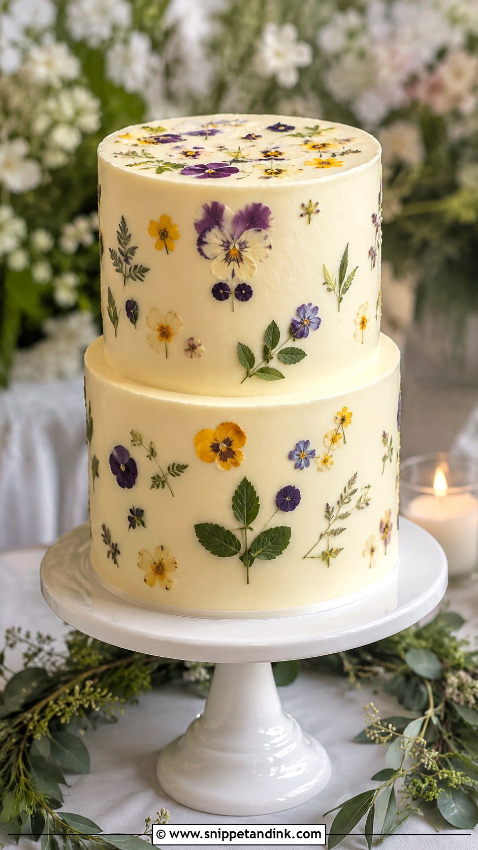 Pressed Flower Frosting Wedding Cake - Snippet and Ink - 20 Frosting for Wedding Cakes