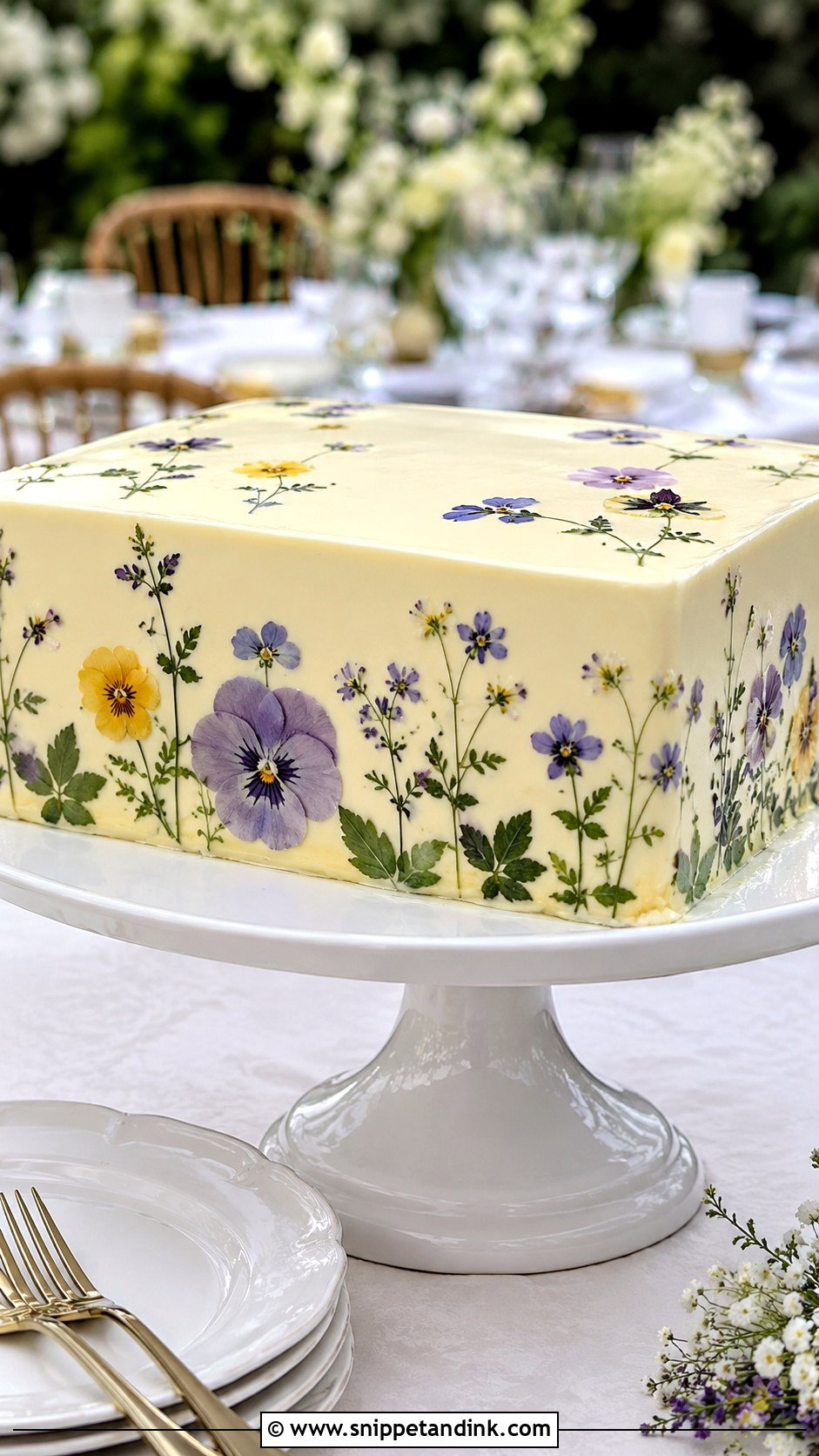 Pressed Flower Sheet Cake For Wedding - Snippet and Ink - 20 Aesthetic Sheet Cake Ideas for Wedding