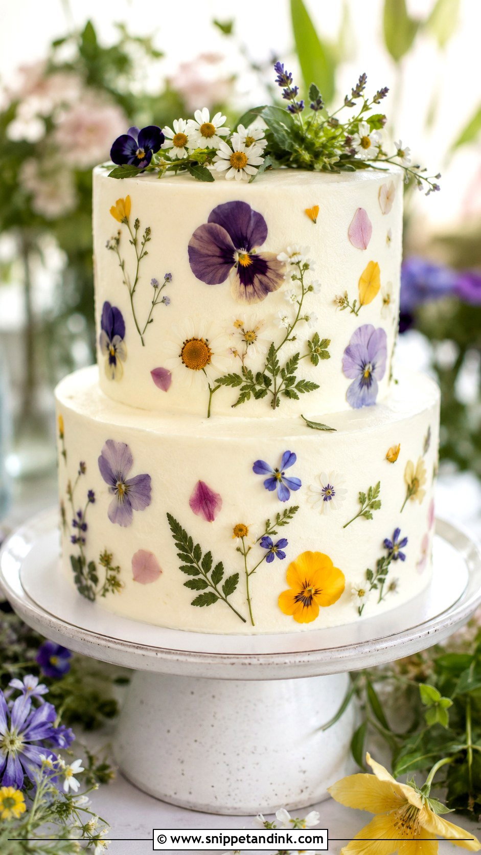 Pressed Flower Wedding Cake - Snippet and Ink - 20 Elaborate Cakes for Wedding