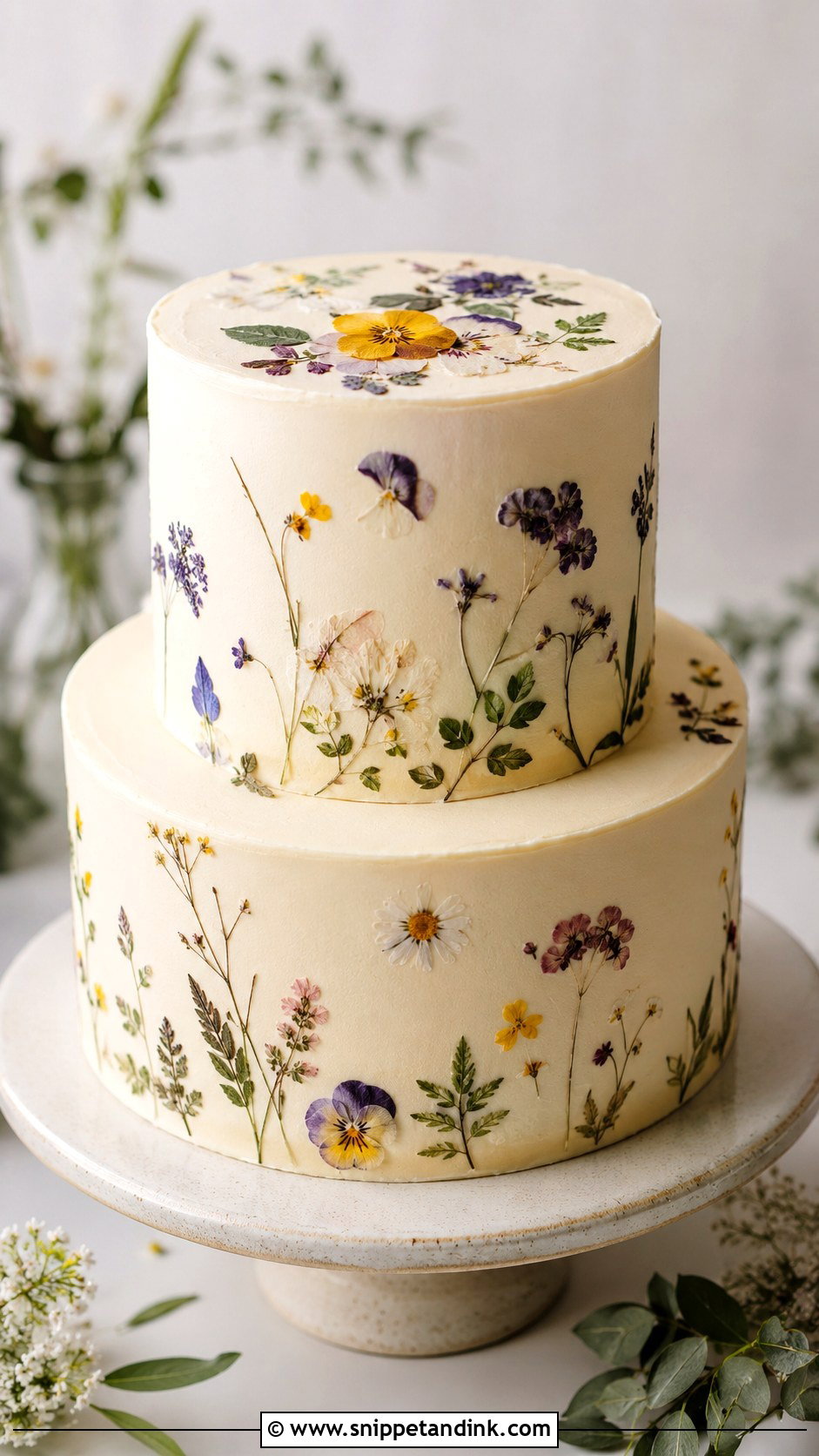Pressed Flower Wedding Cake - Snippet and Ink - 20 Elegant Modern Wedding Cake Ideas