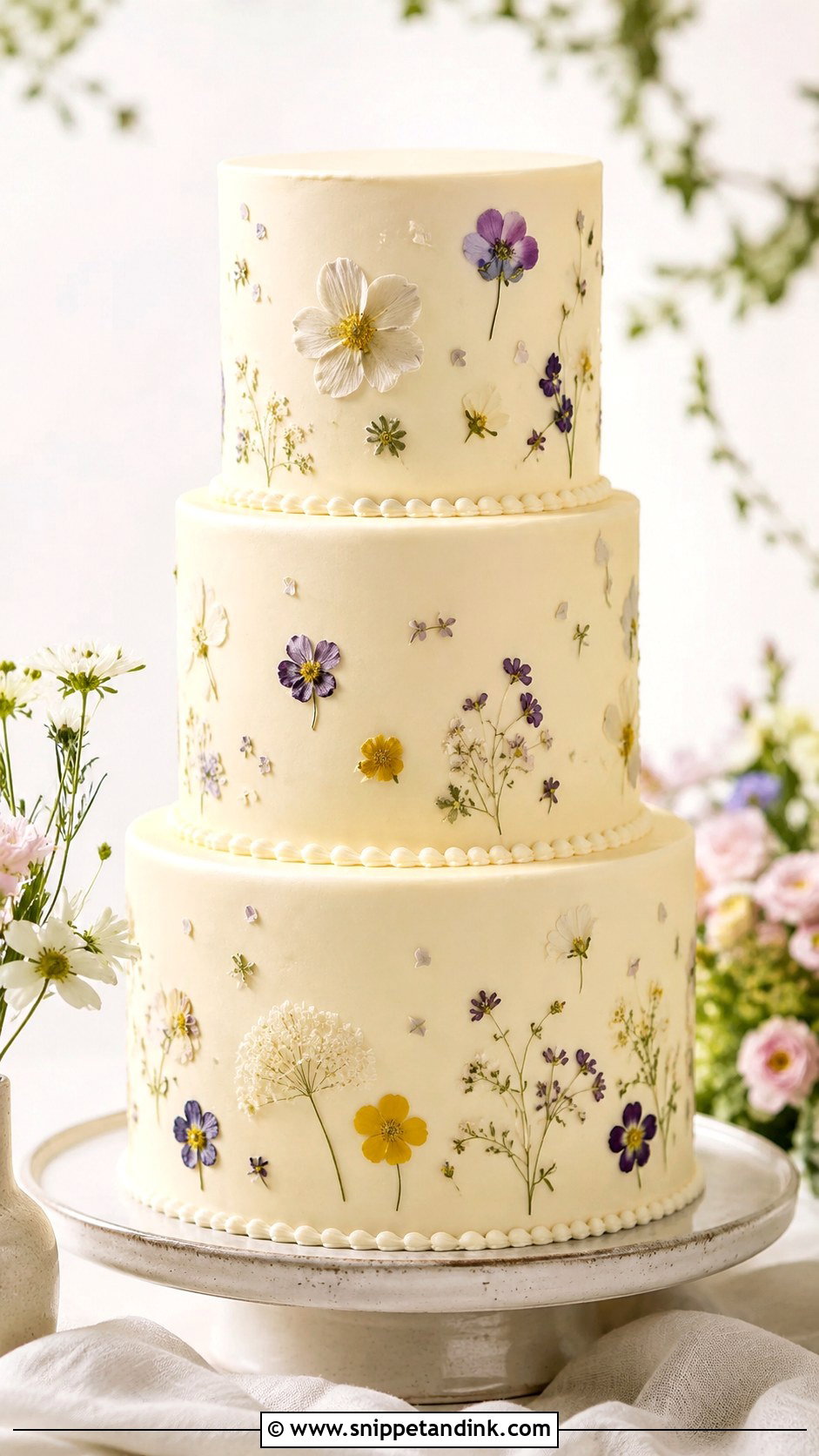 Pressed Flower Wedding Cake - Snippet and Ink - 20 Elegant Wedding Cakes